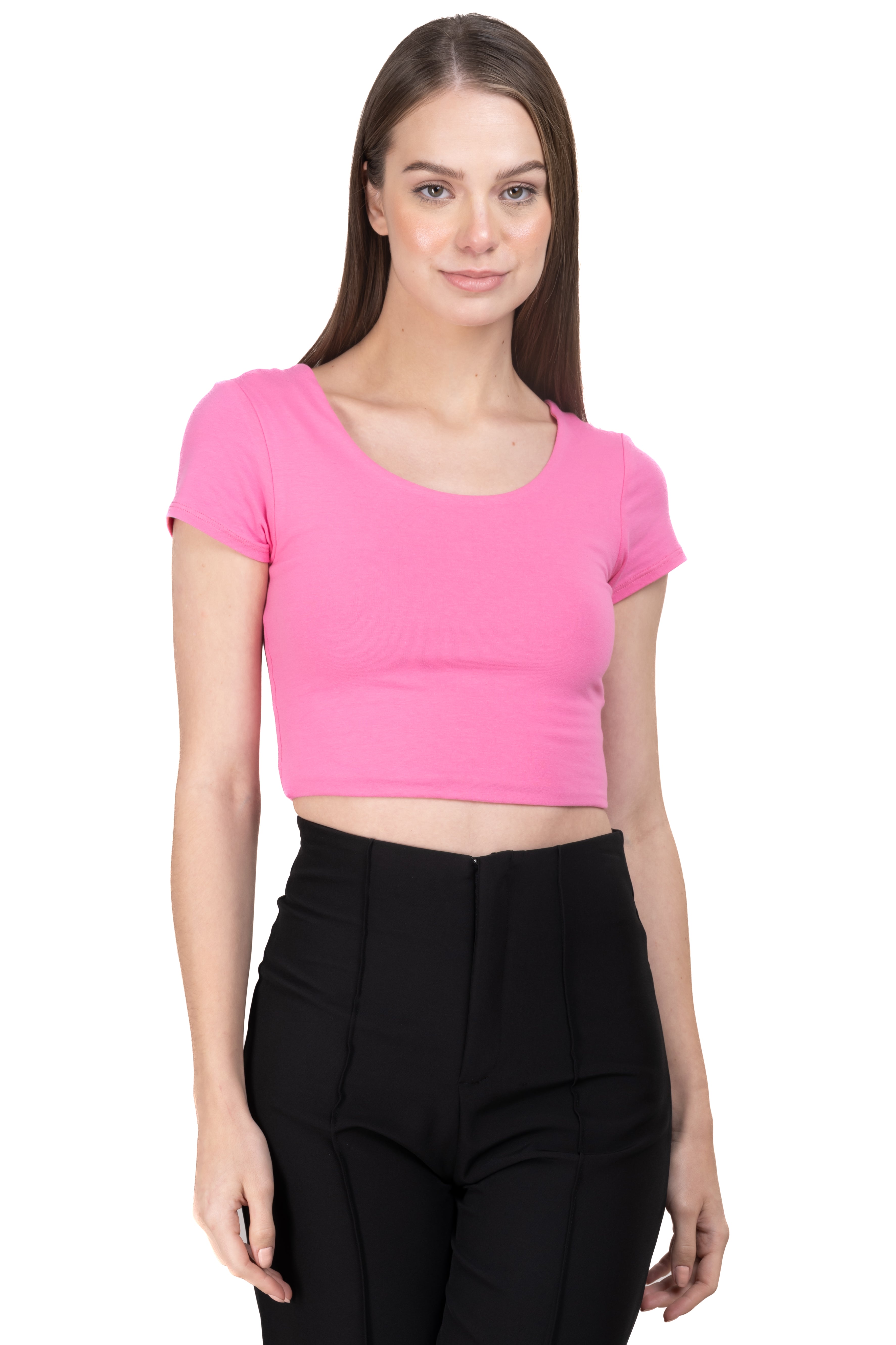 Playera crop manga corta ROSA