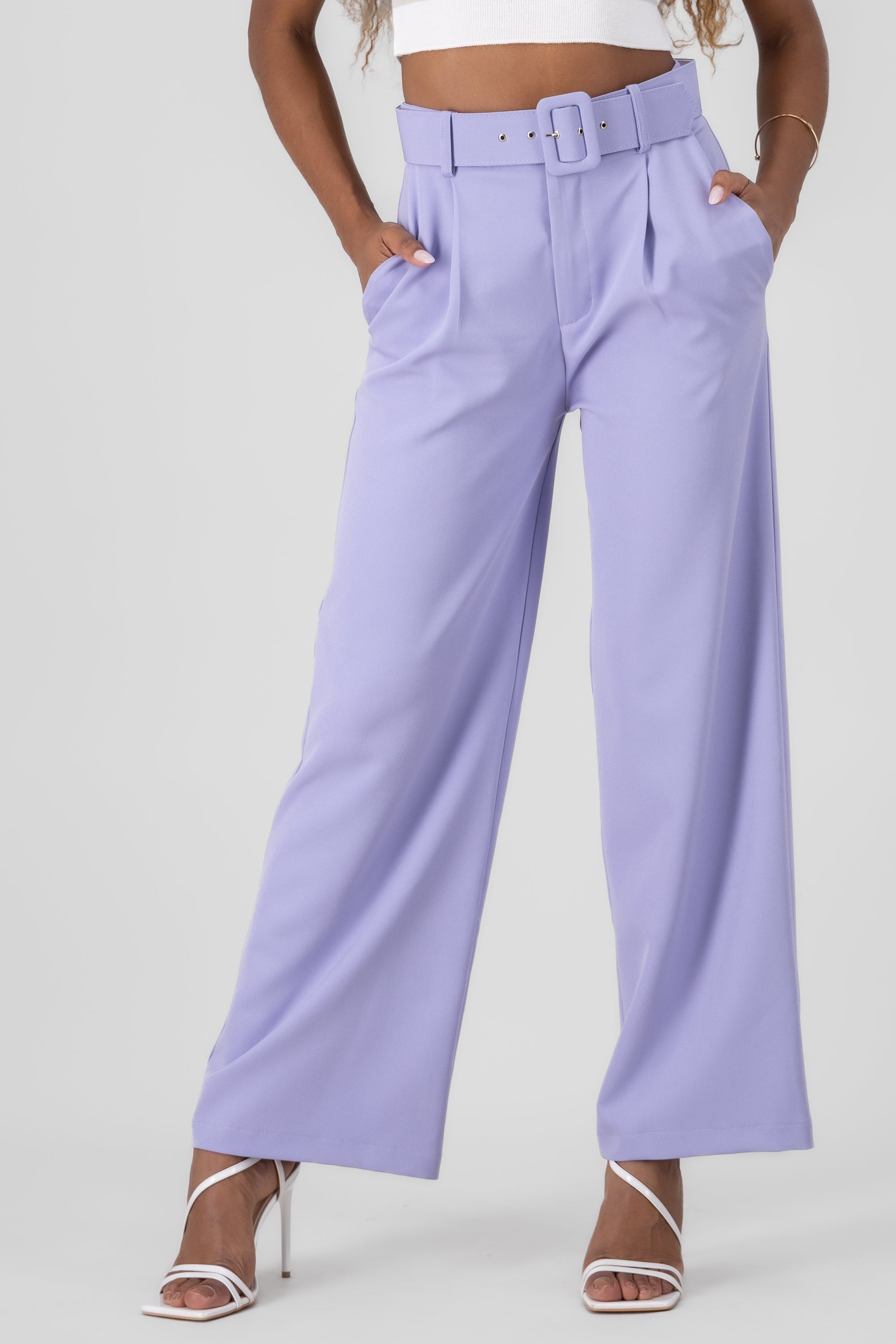 Pantalon Liso Cinturon LILA