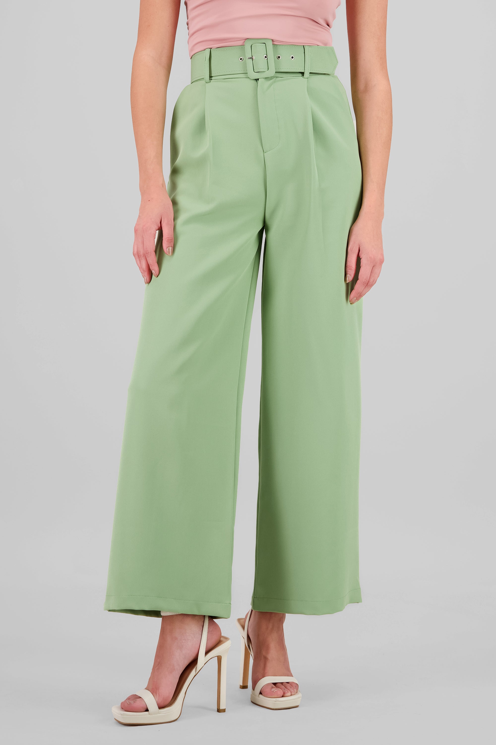 Pantalon Liso Cinturon VERDE CLARO