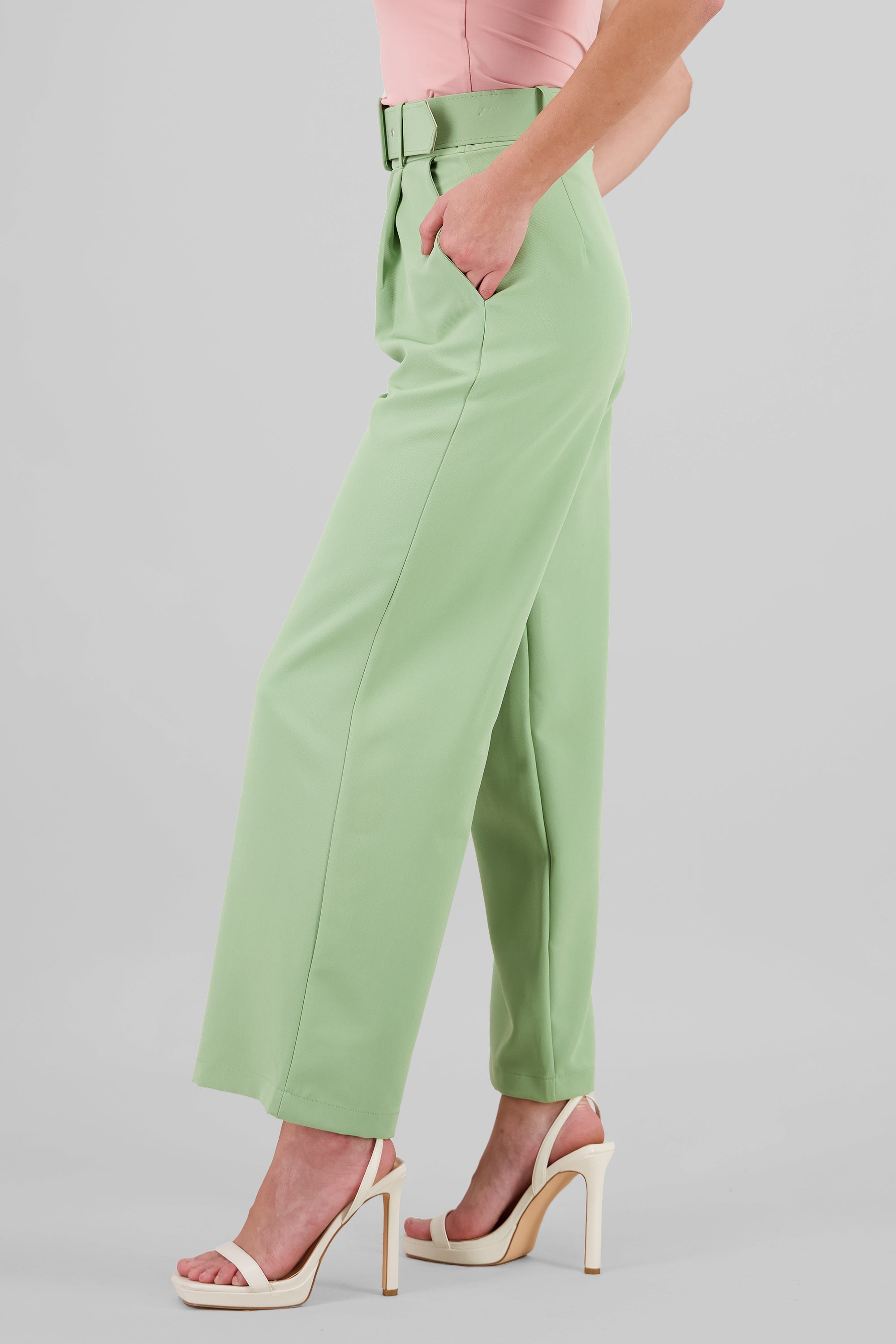 Pantalon Liso Cinturon VERDE CLARO