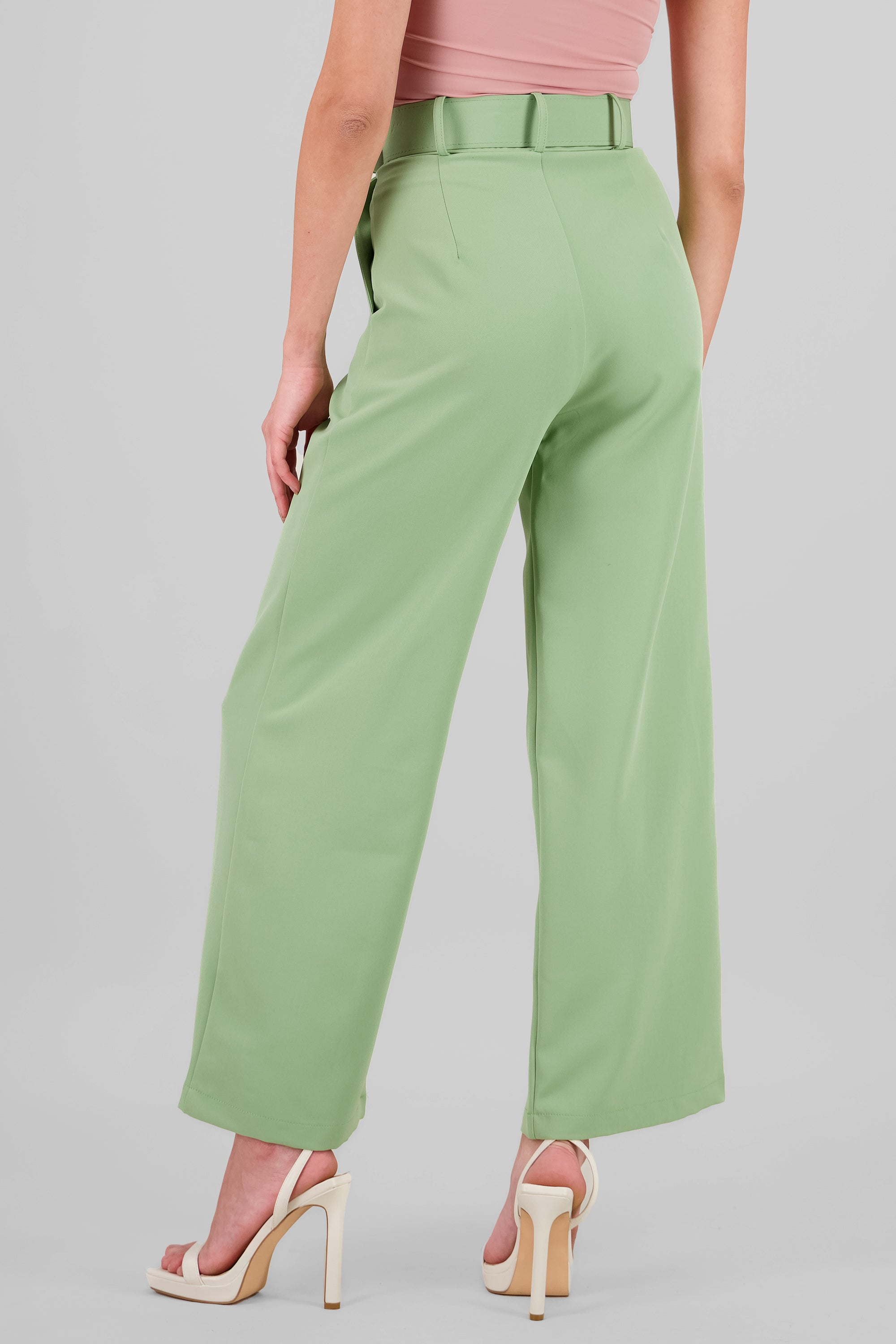 Pantalon Liso Cinturon VERDE CLARO