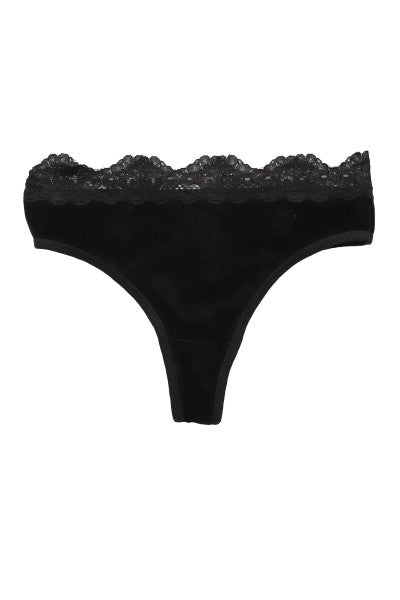 Tanga terciopelo encaje NEGRO