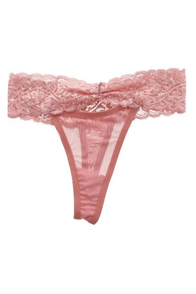 Tanga Encaje Mesh Abertura PALO DE ROSA