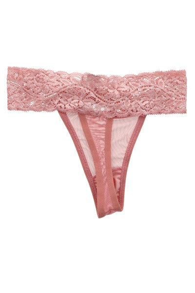 Tanga Encaje Mesh Abertura PALO DE ROSA