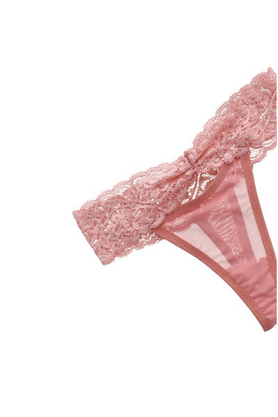 Tanga Encaje Mesh Abertura PALO DE ROSA