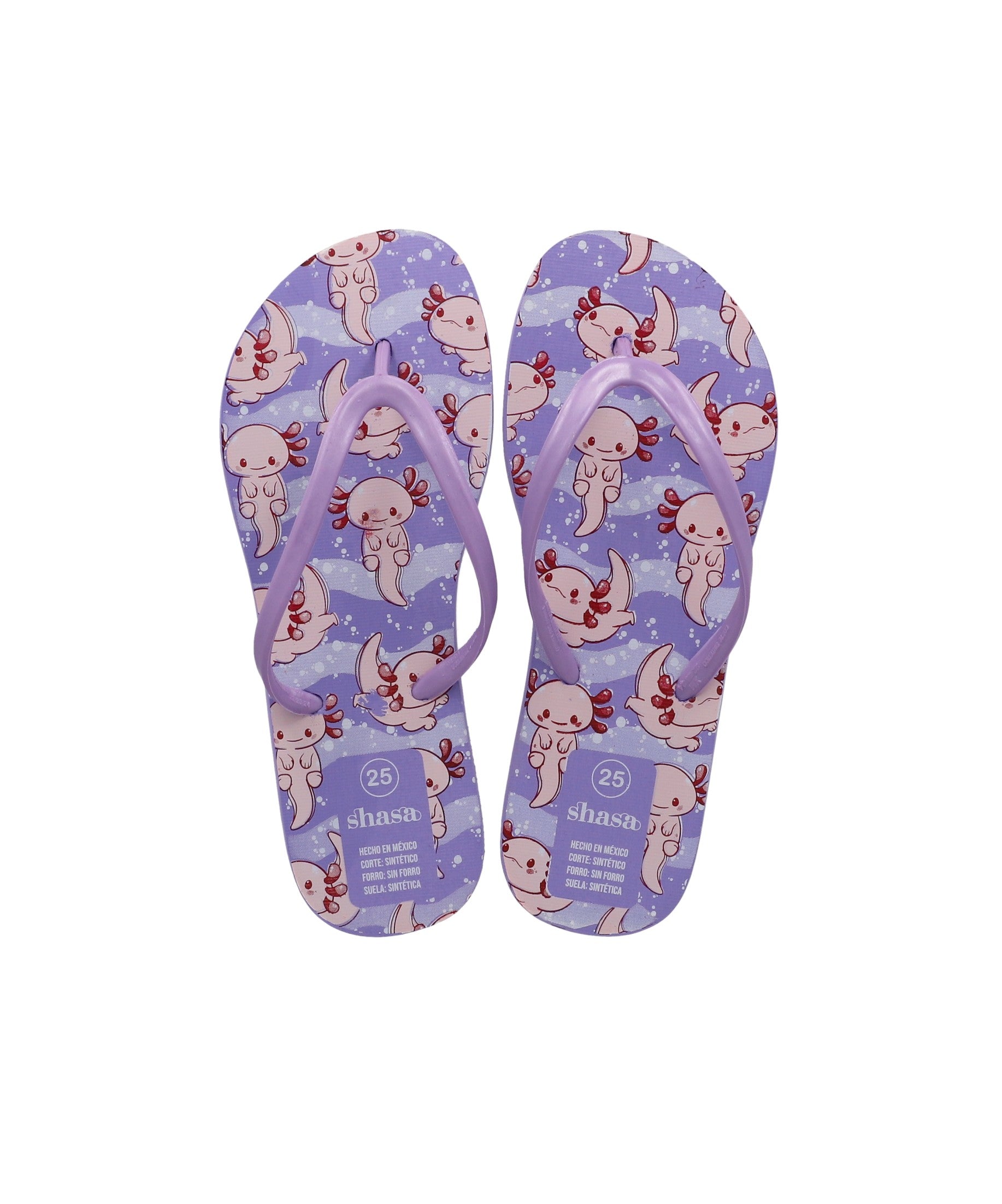 Flip flops estampado ajolotes LILA