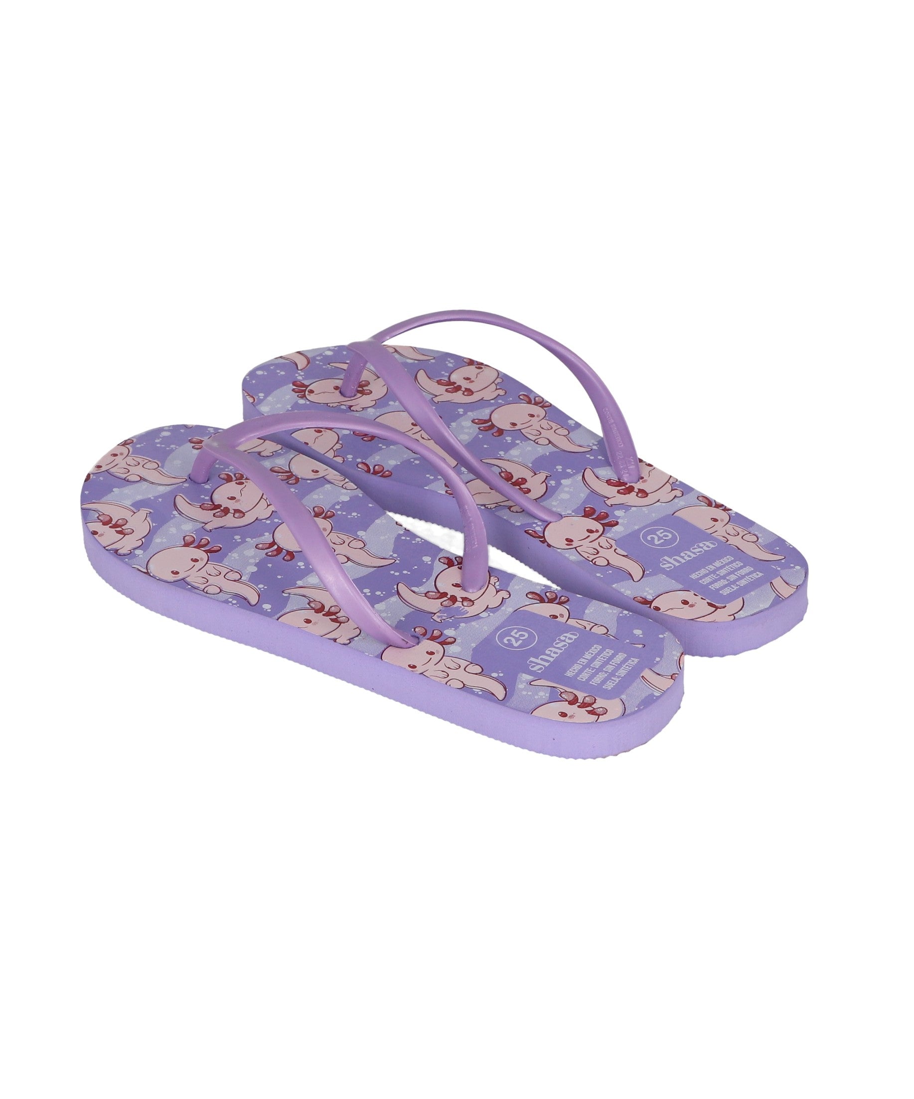 Flip flops estampado ajolotes LILA