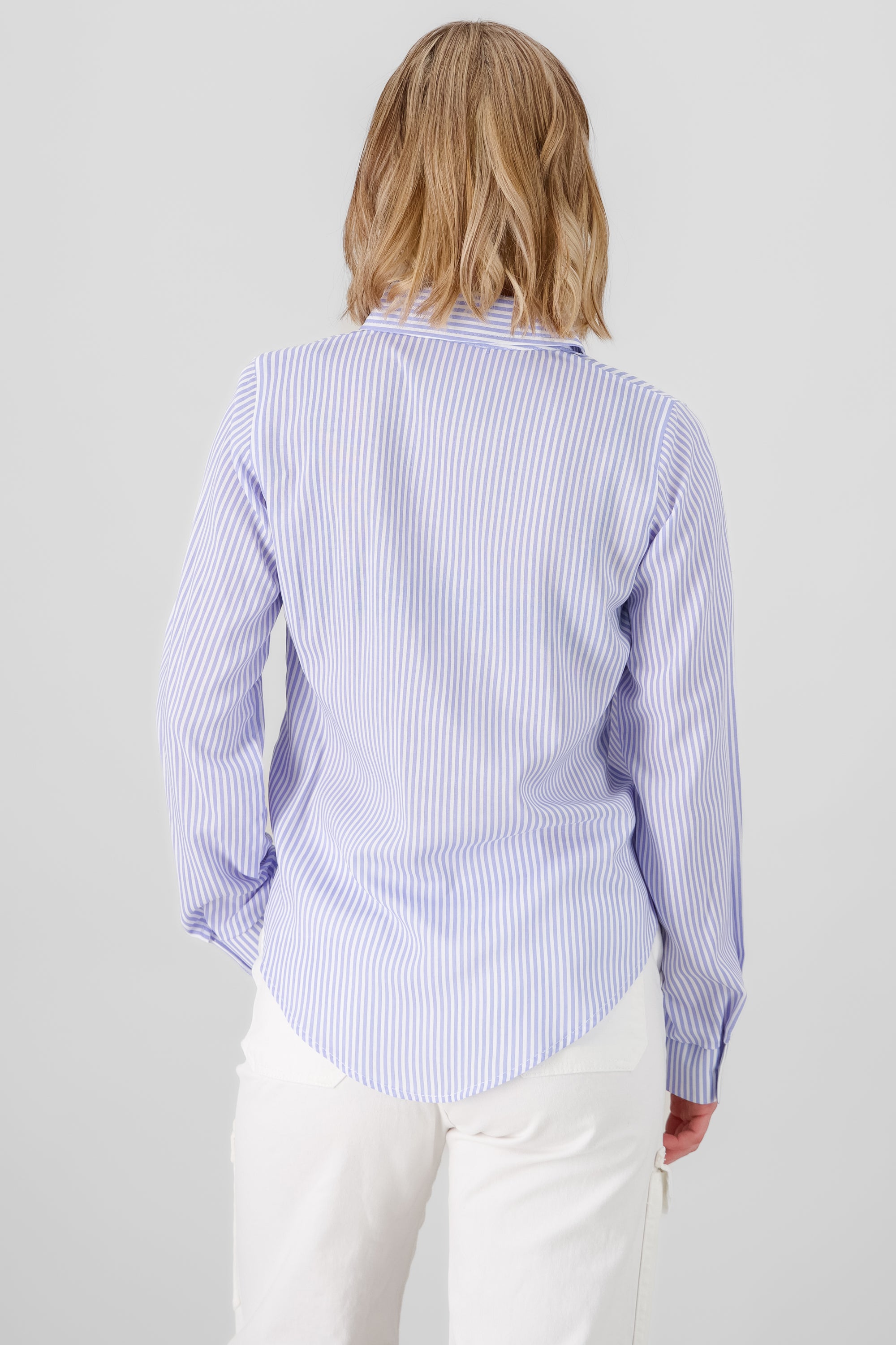 Asymmetric striped shirt PASTEL BLUE
