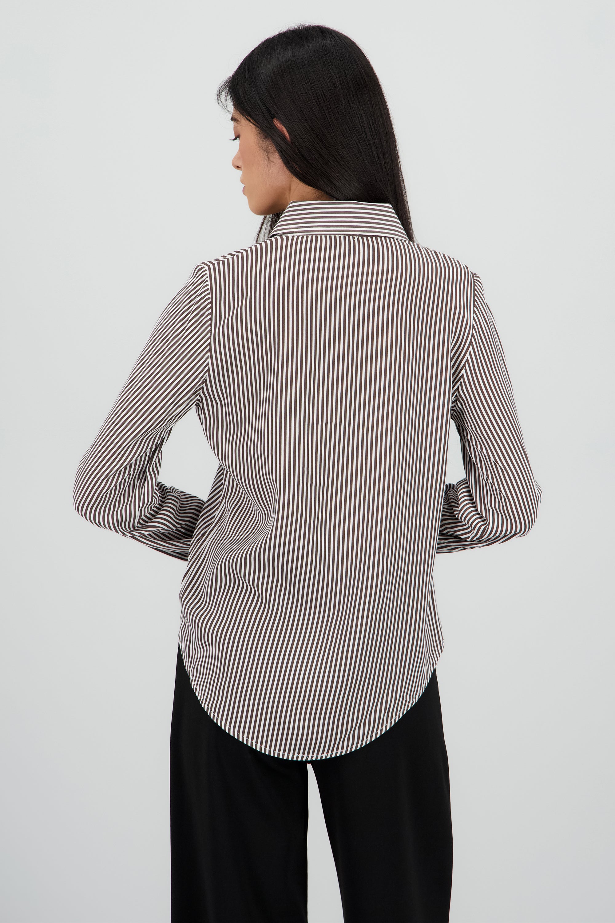 Camisa Rayas Asimétrica CAFE COMBO