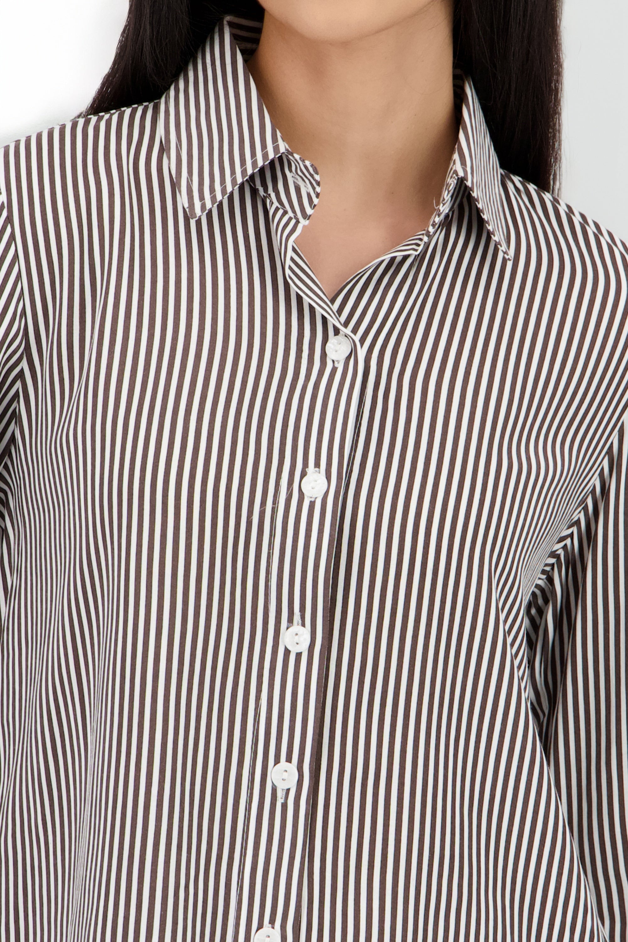 Camisa Rayas Asimétrica CAFE COMBO