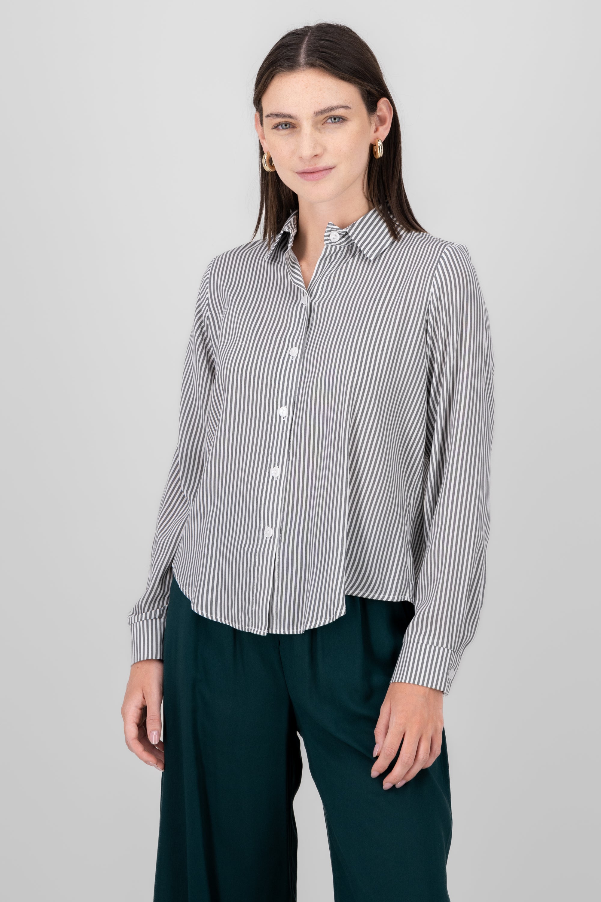 Camisa Rayas Asimétrica GRIS COMBO