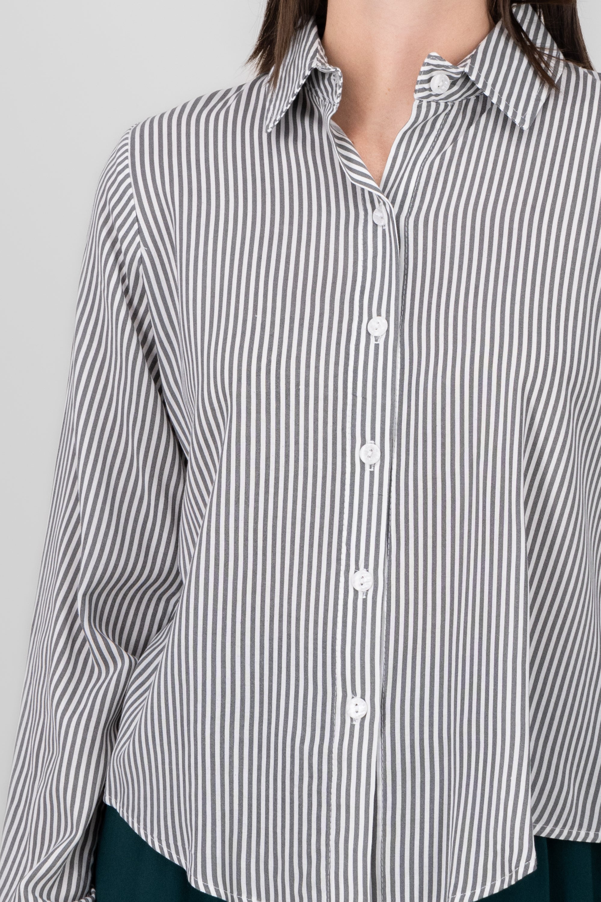 Camisa Rayas Asimétrica GRIS COMBO