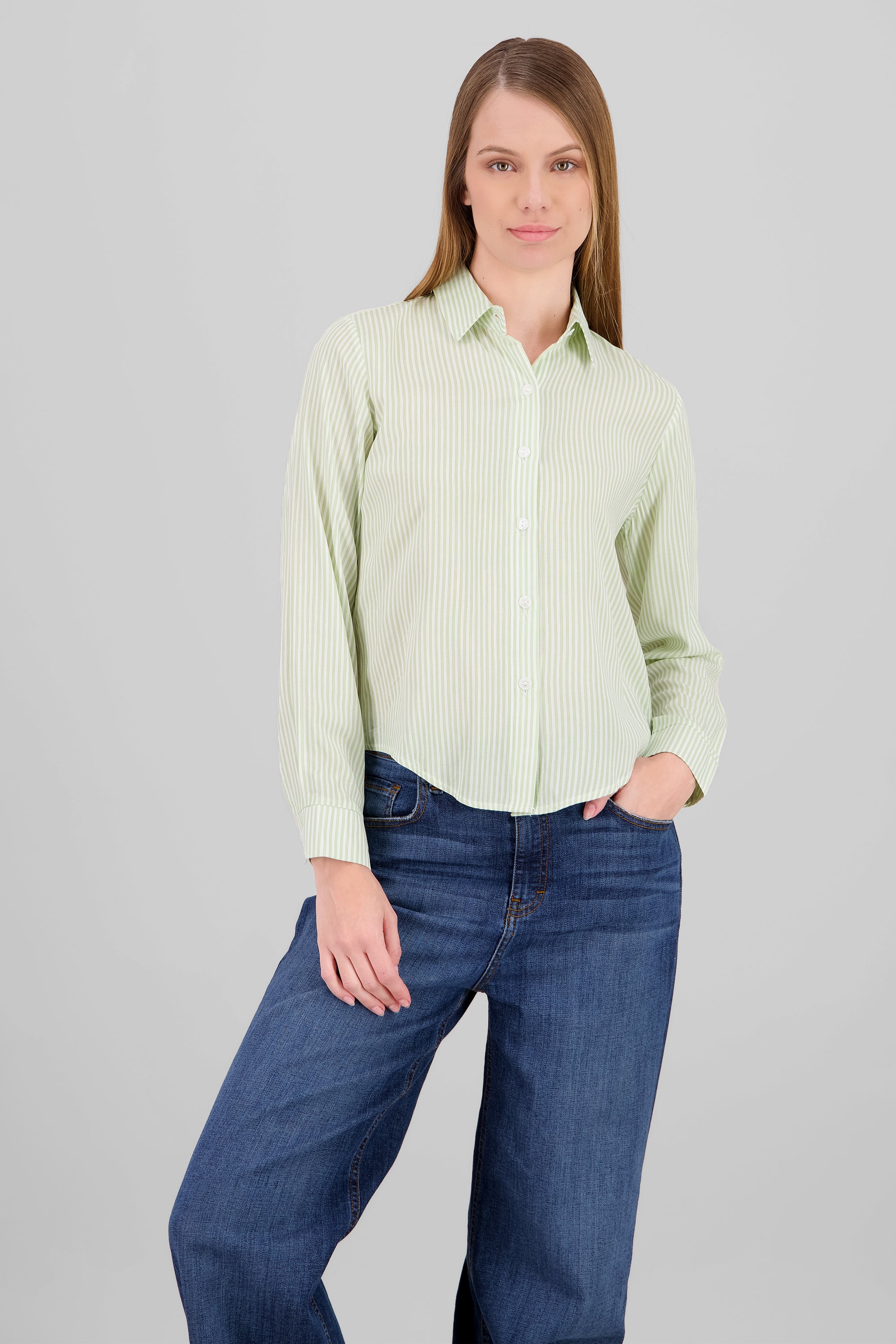 Camisa Rayas Asimétrica VERDE CLARO