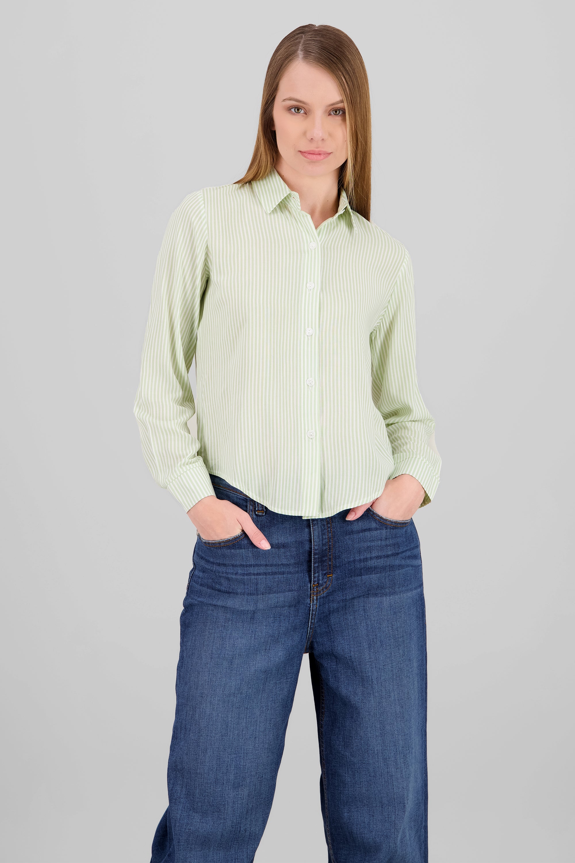 Camisa Rayas Asimétrica VERDE CLARO