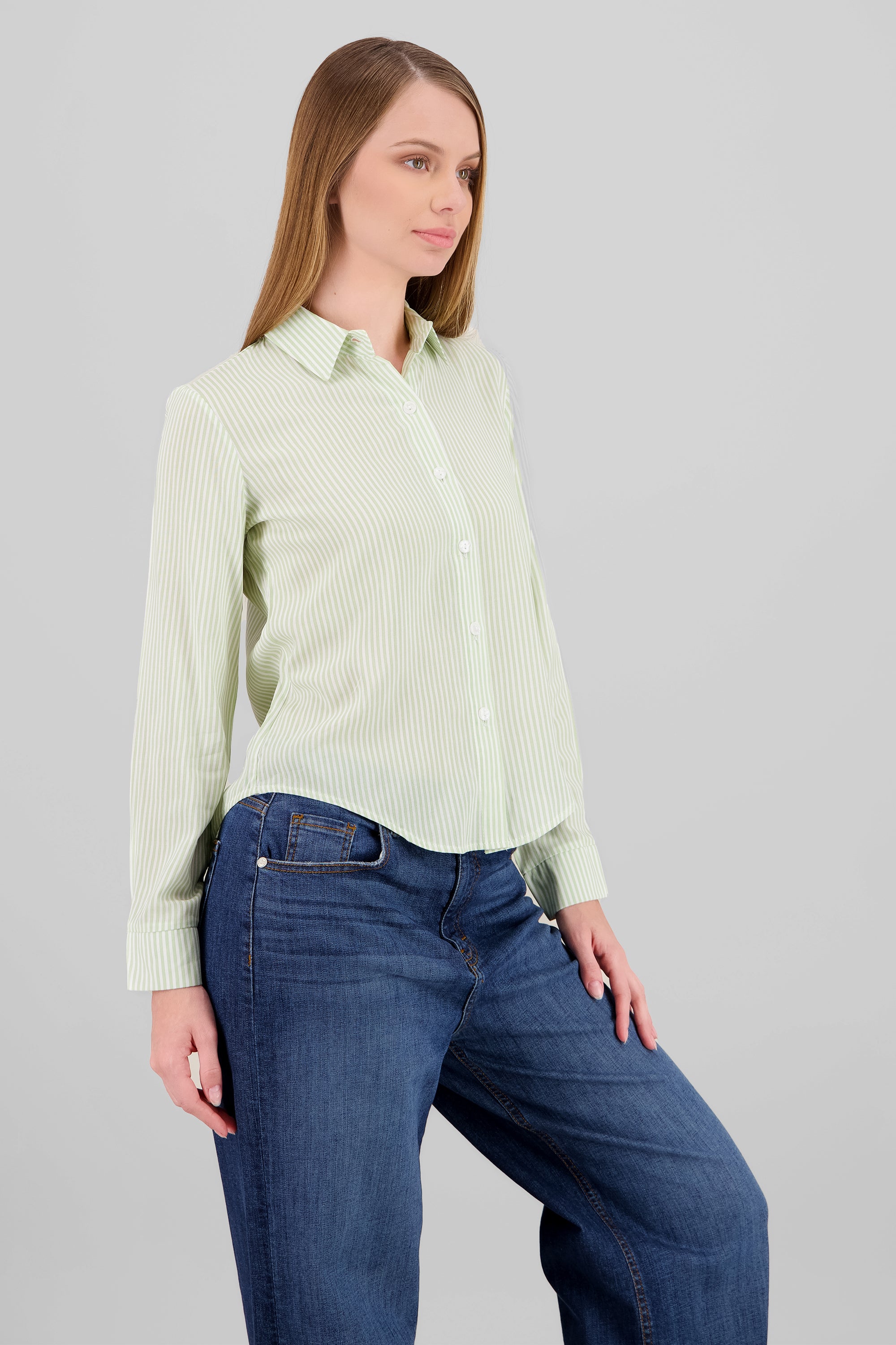 Camisa Rayas Asimétrica VERDE CLARO