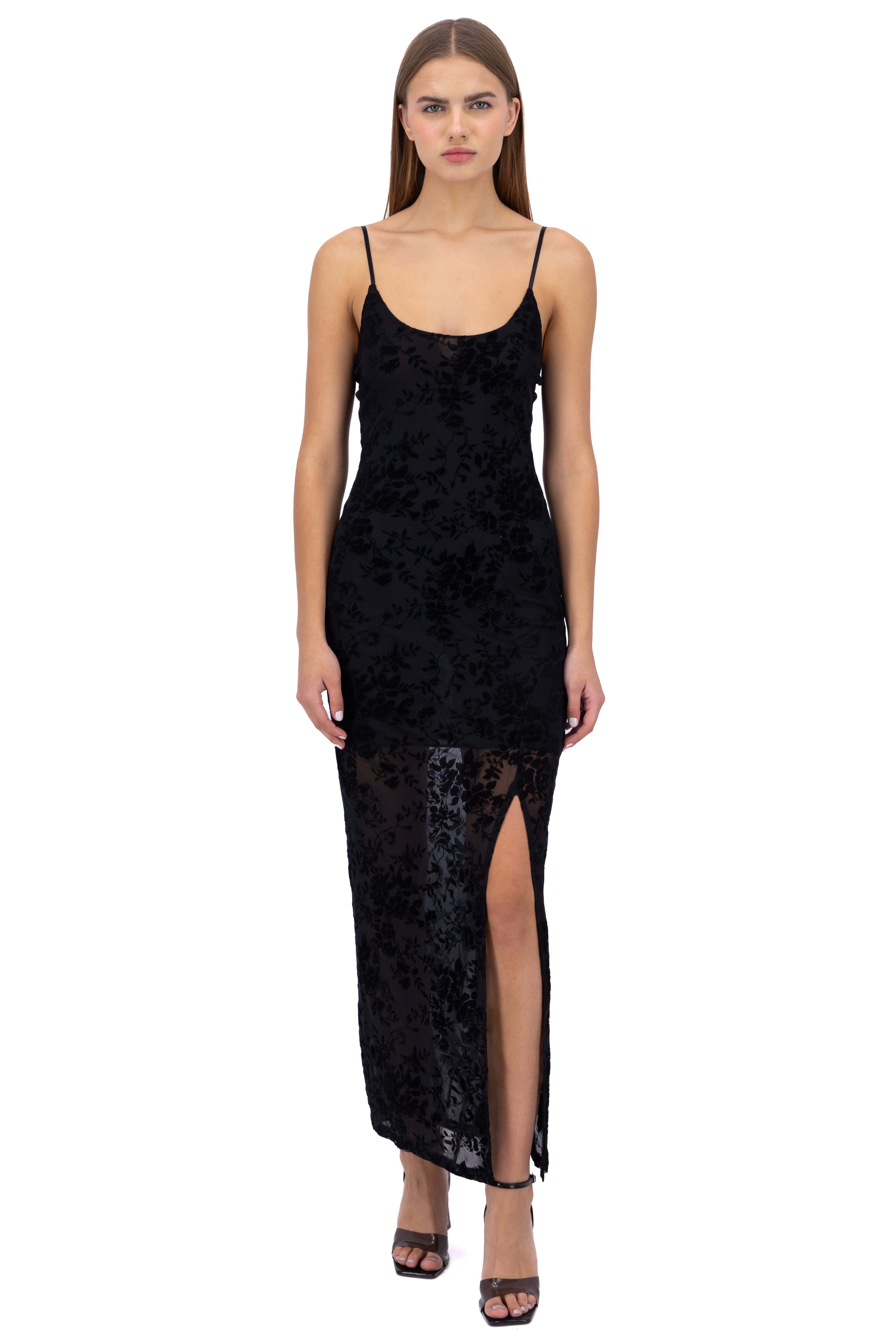 Maxi Maxi Flores Velvet dress BLACK