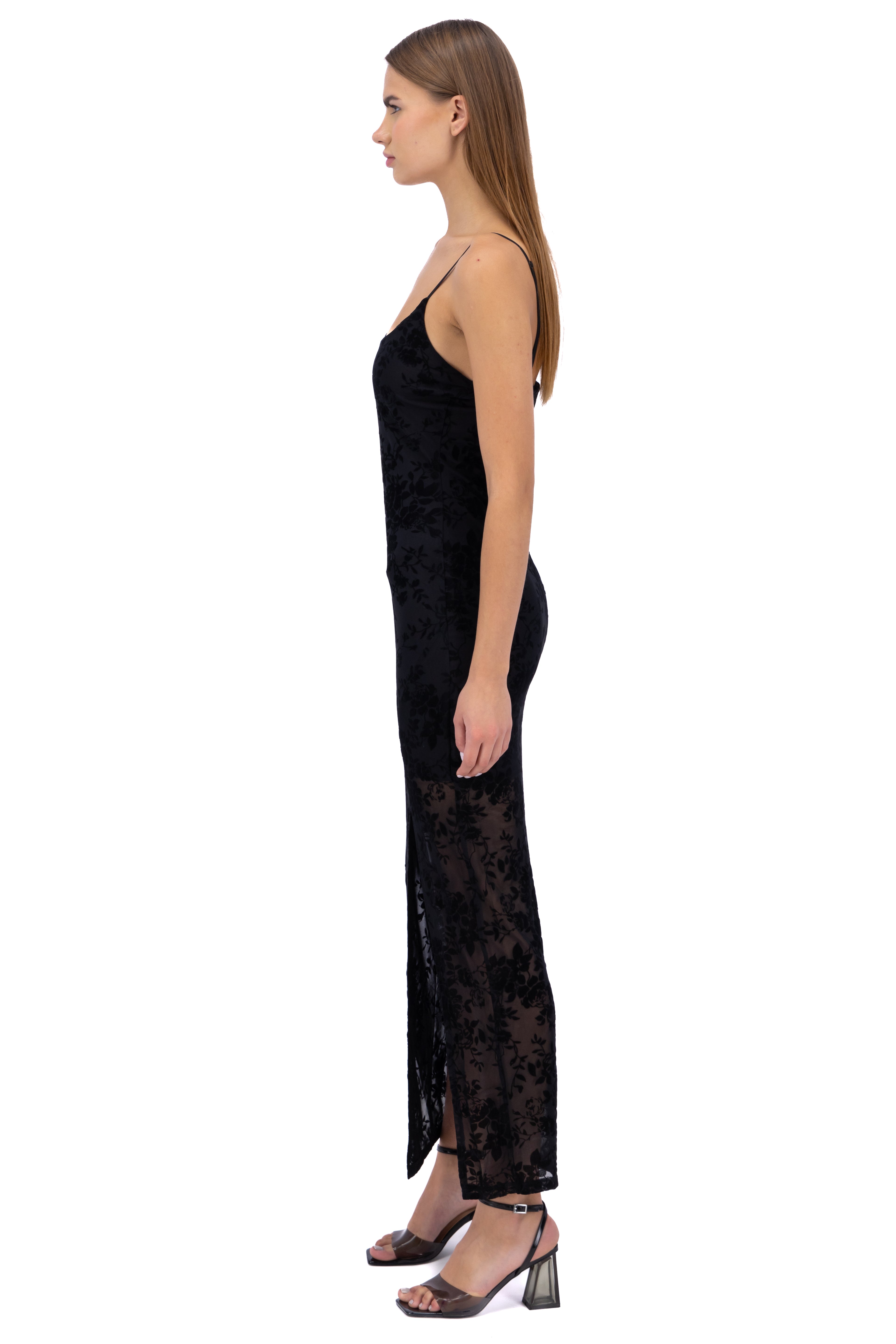 Maxi Maxi Flores Velvet dress BLACK