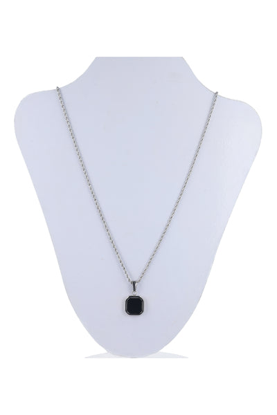 collar piedra onix en collar PLATA COMBO