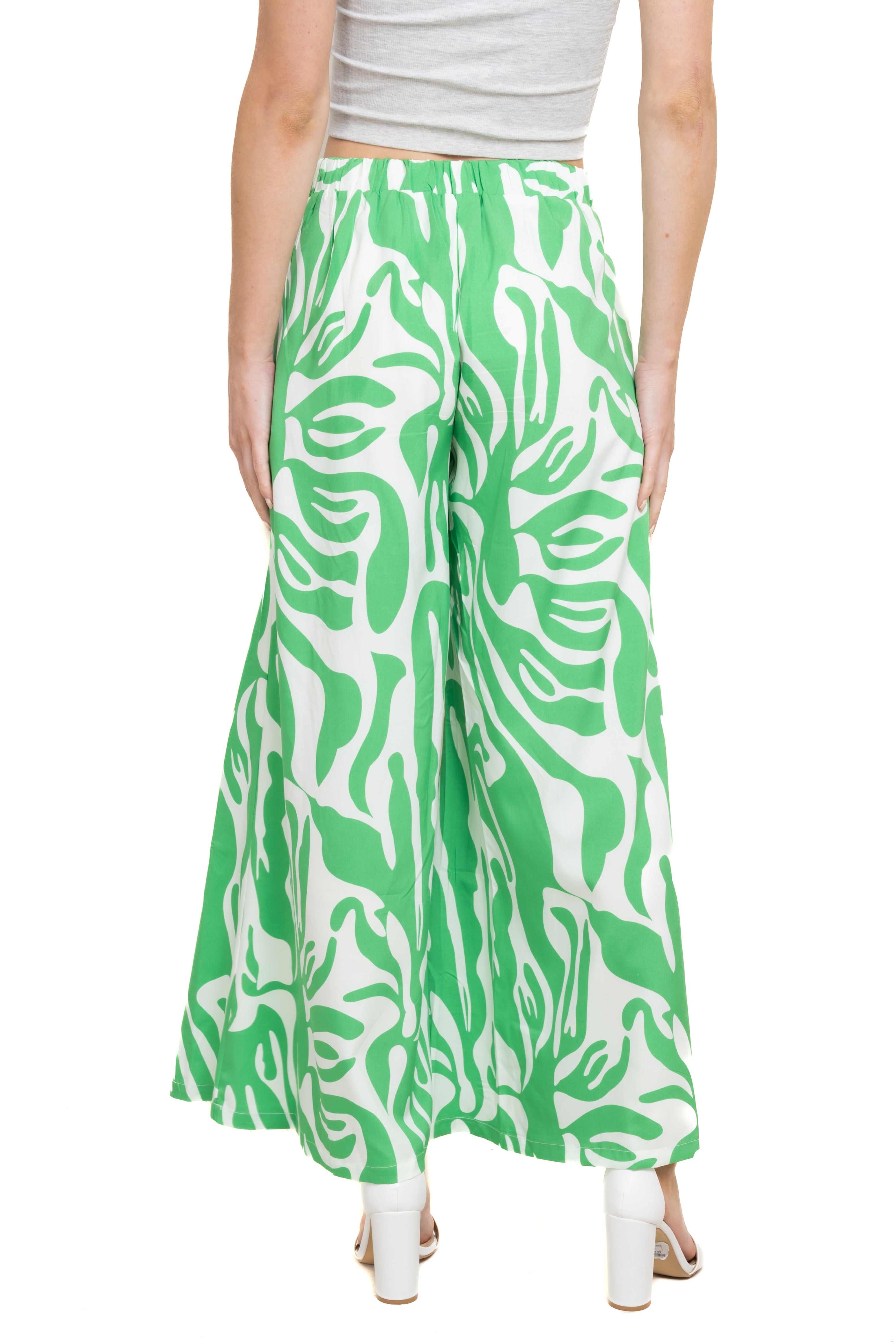 Pantalón super wide leg estampado VERDE COMBO