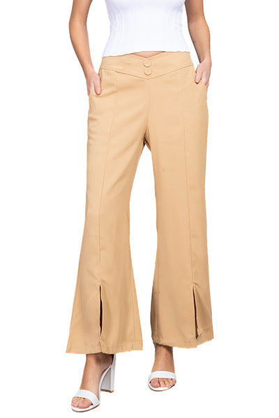 Pantalón Wide Leg Cintura V MOSTAZA