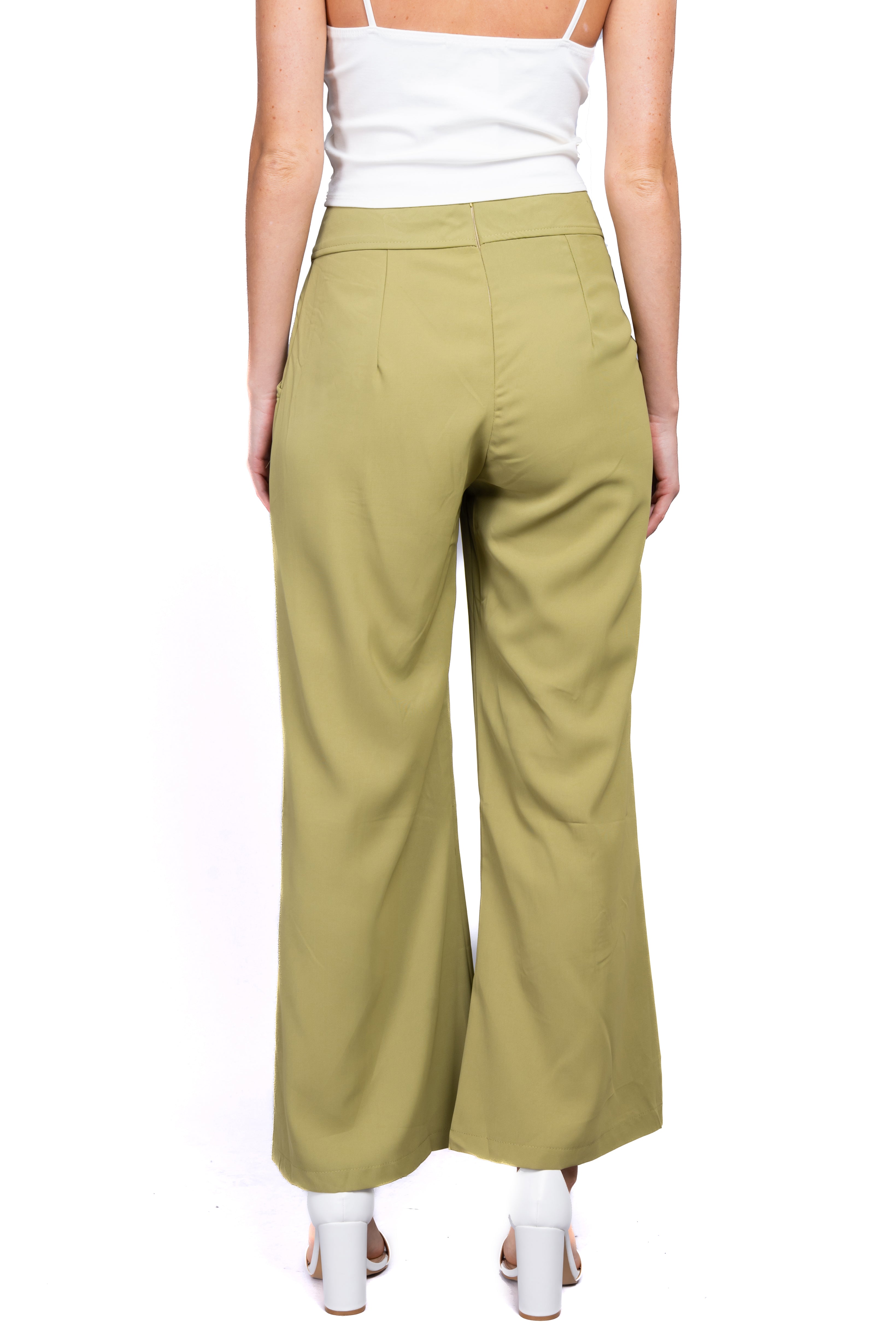 Pantalón Wide Leg Cintura V OLIVO