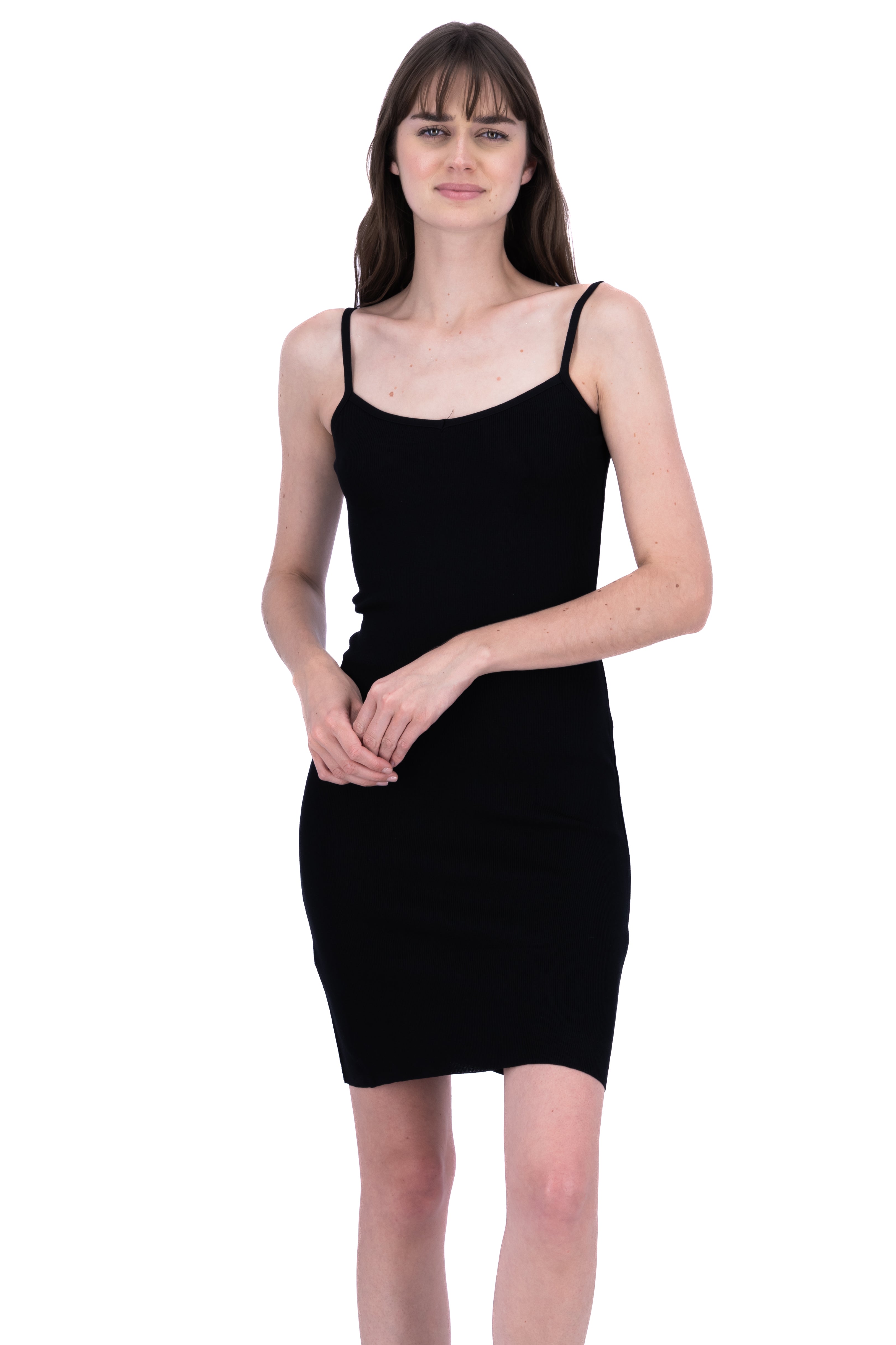 Vestido mini liso tirantes NEGRO