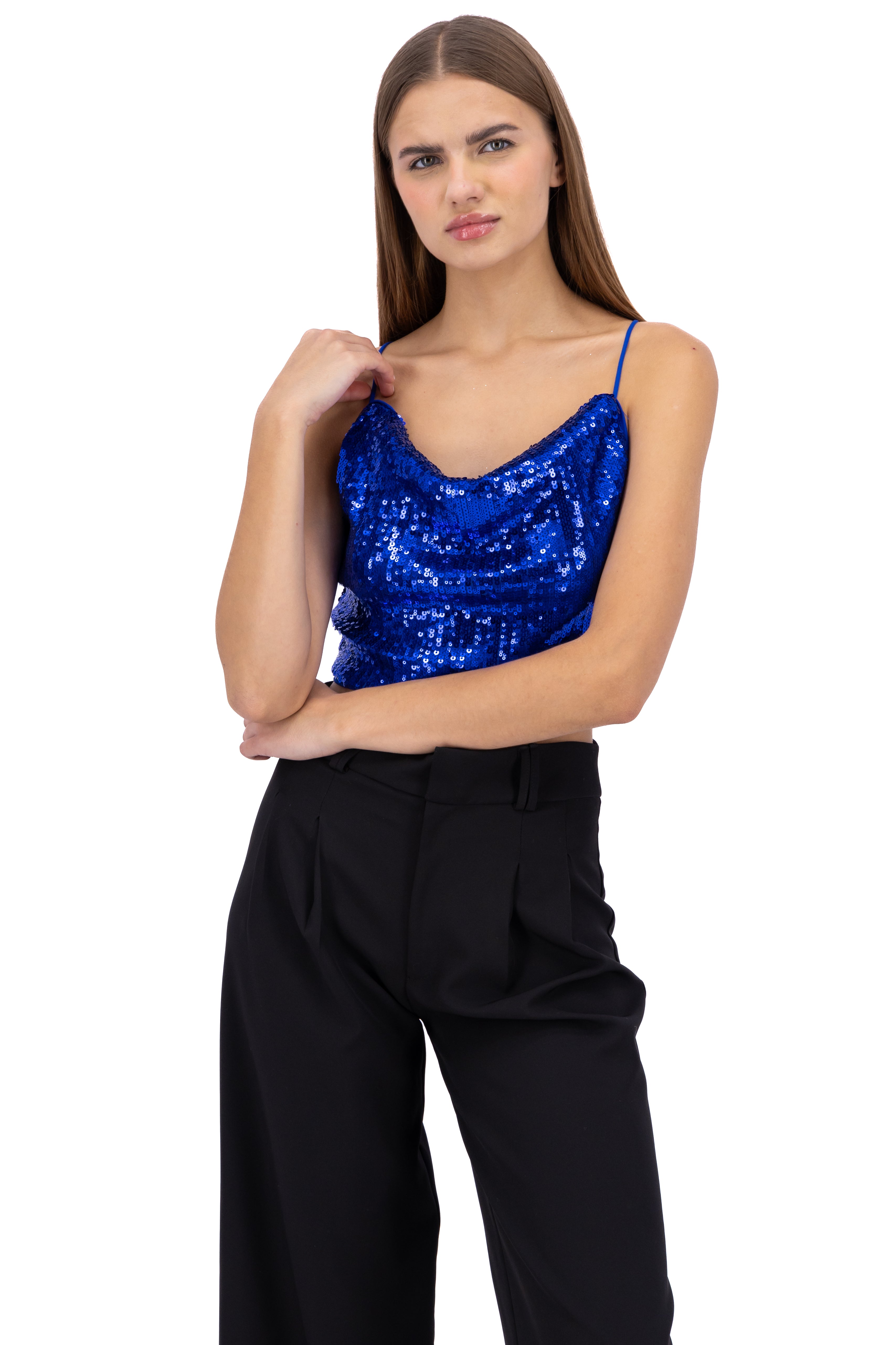 TOP DRAPADO CLOTHING LENJUELAS Electric blue