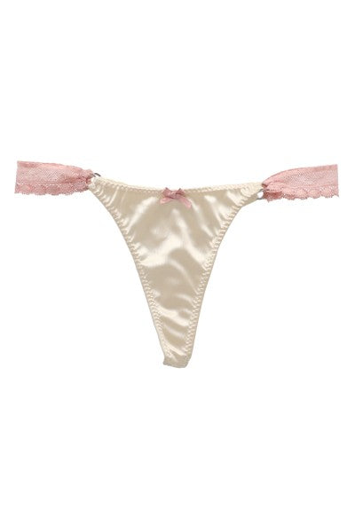 Tanga satin mesh CREAM