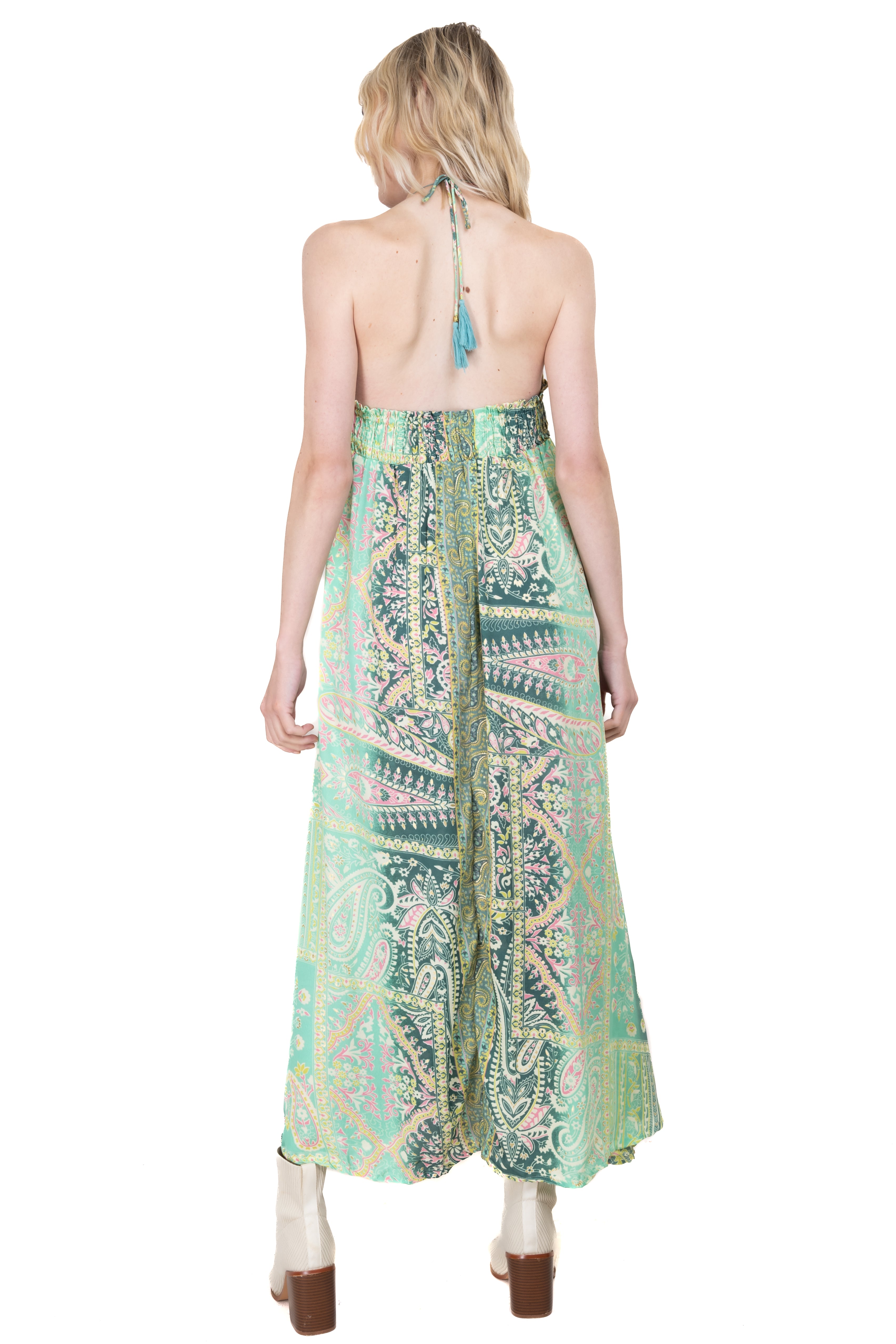 Vestido maxi estampado paisley VERDE