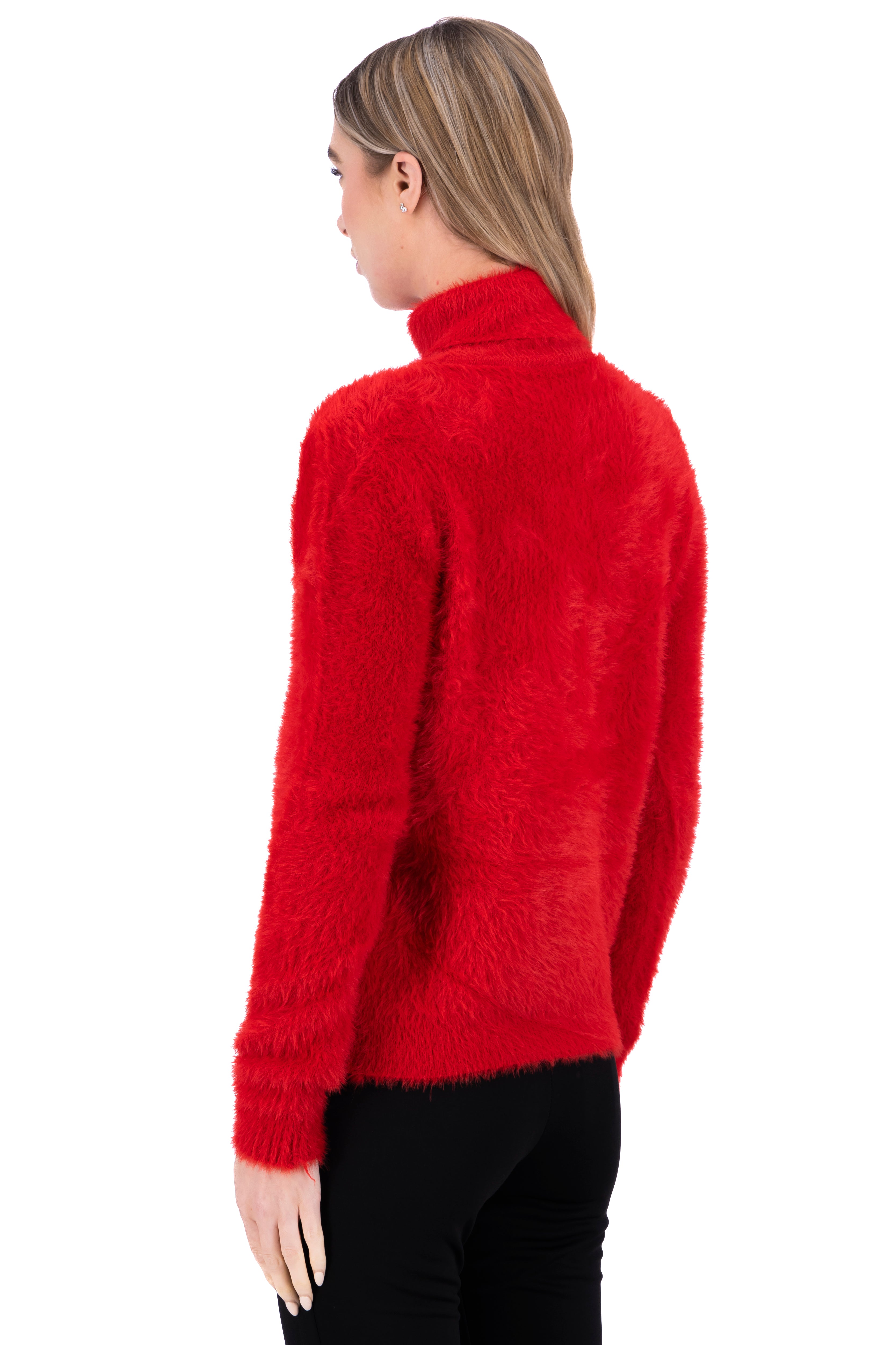 Suéter peluche cuello alto ROJO