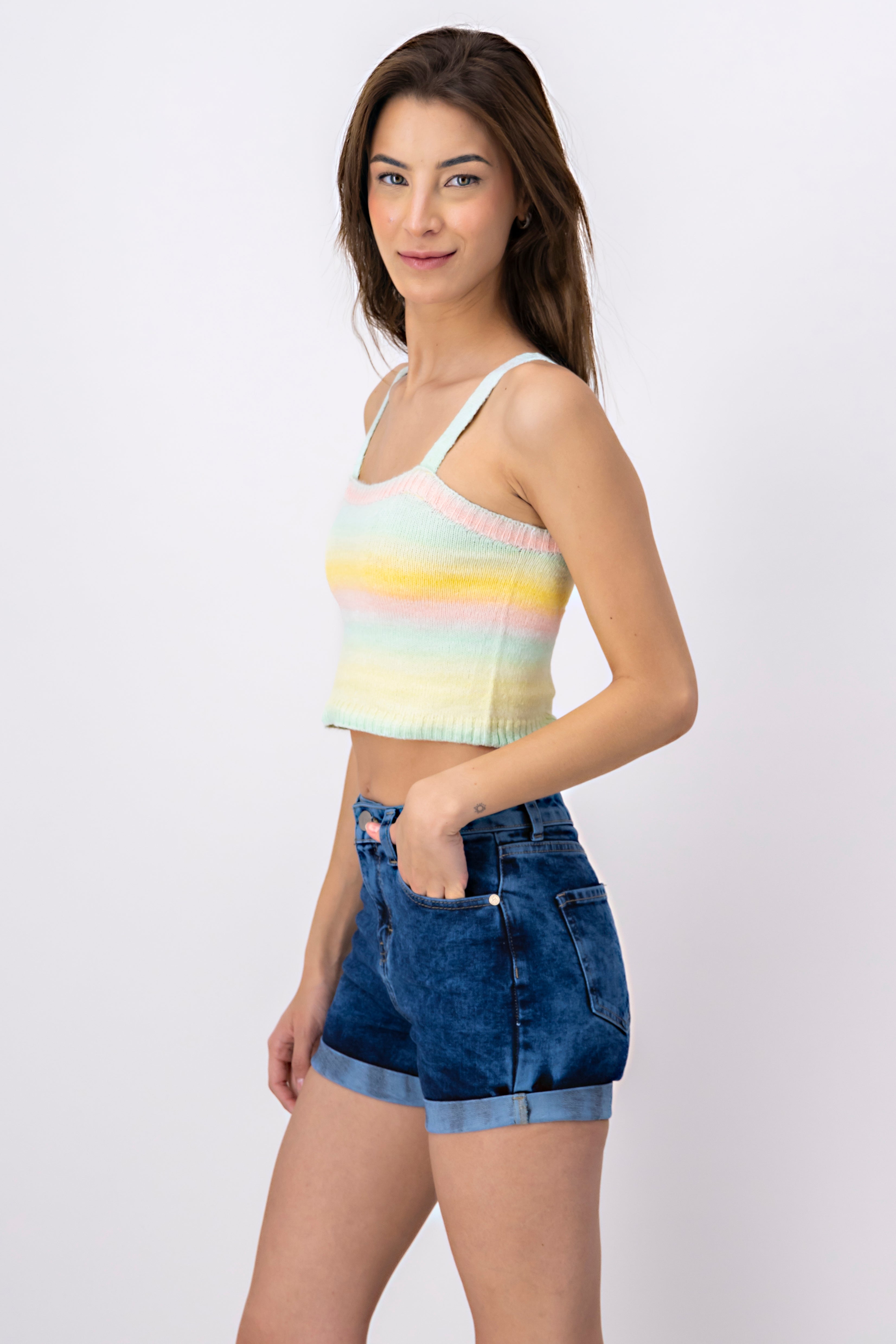 Top soft stripes stripes Combo yellow