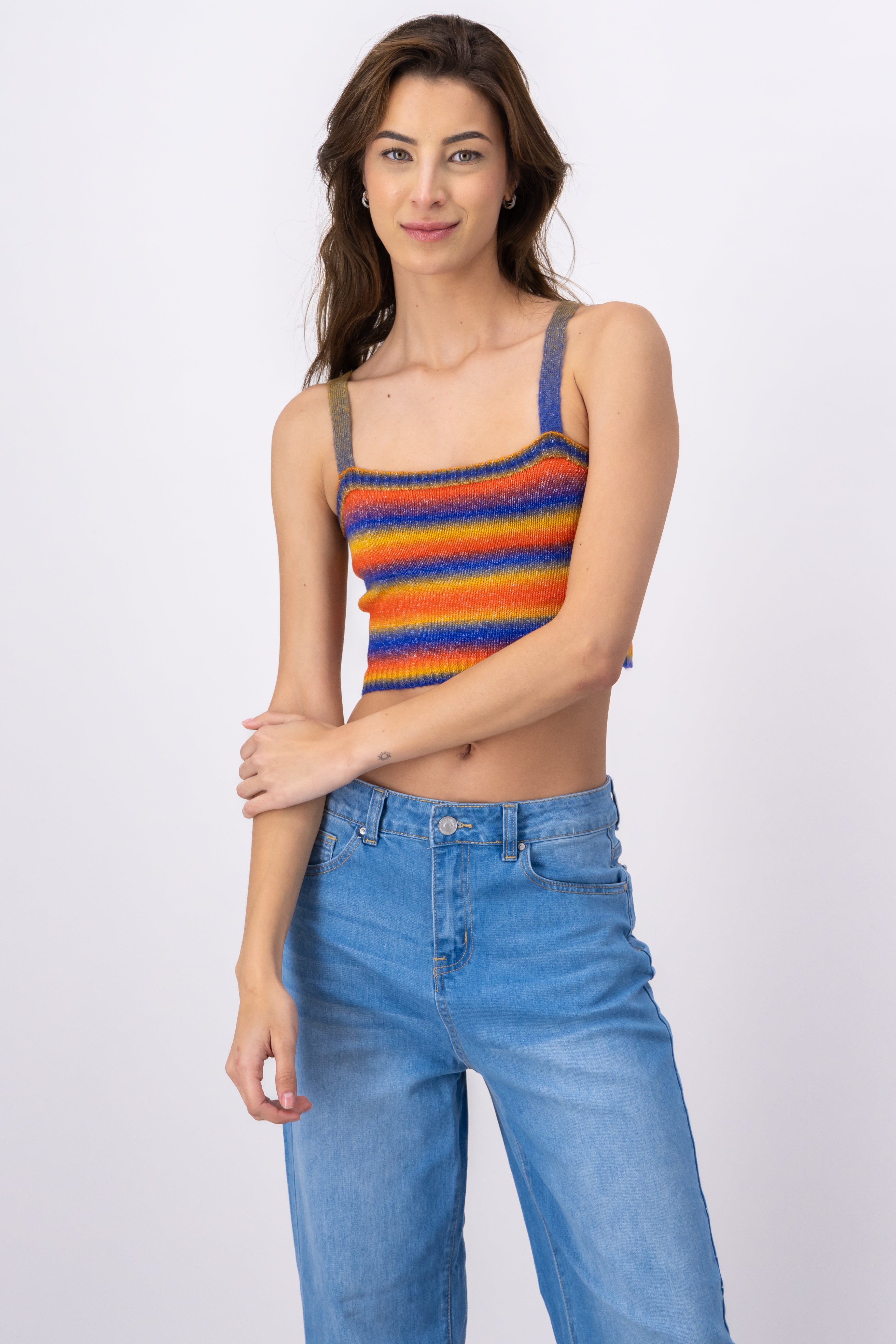 Top soft stripes stripes Combo orange