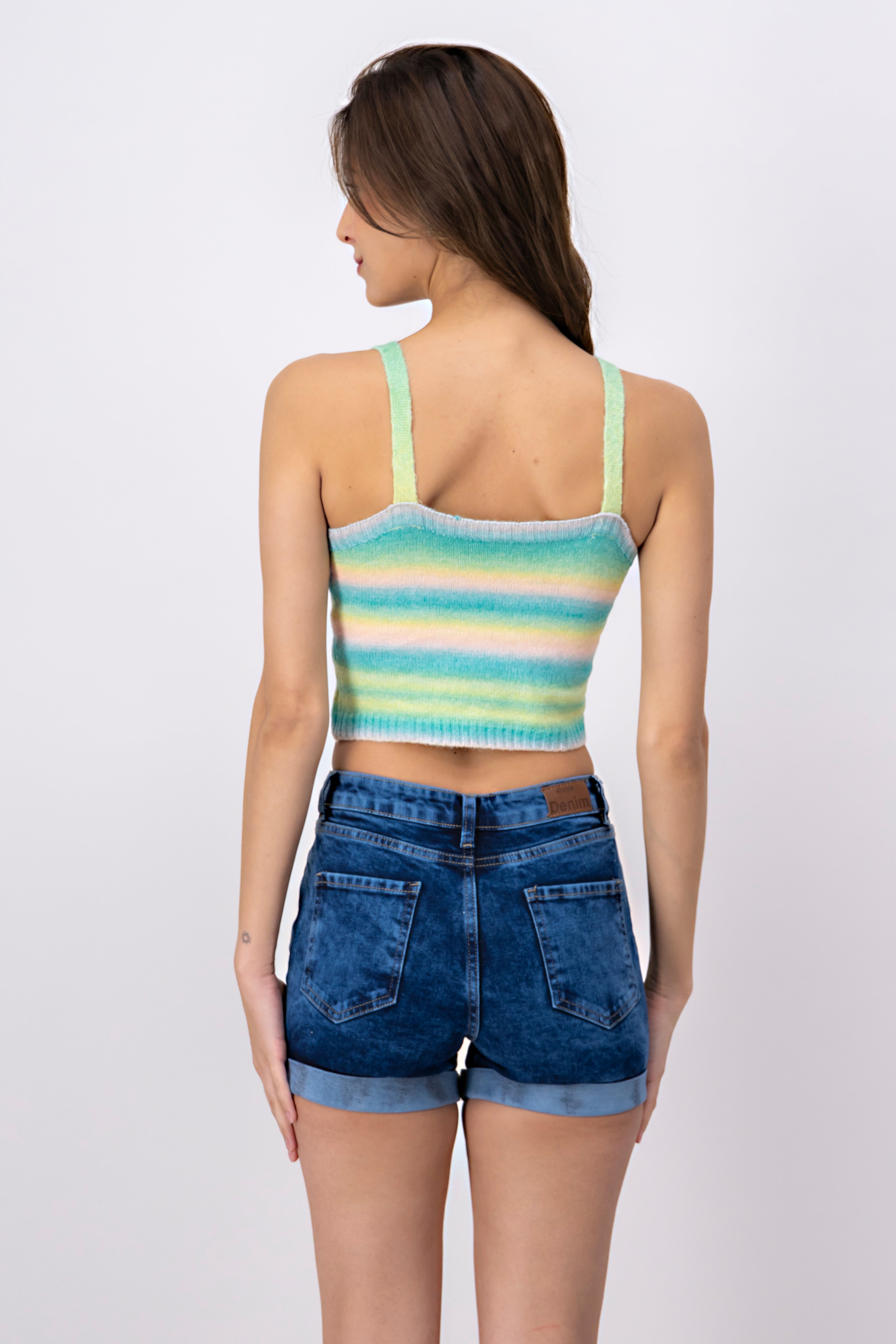 Top soft stripes stripes Combo green