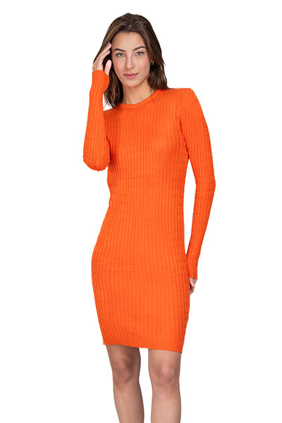 Vestido mini tejido acanalado NARANJA