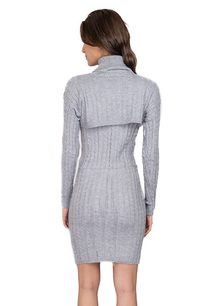 Vestido Midi Tejido Mangas GRIS