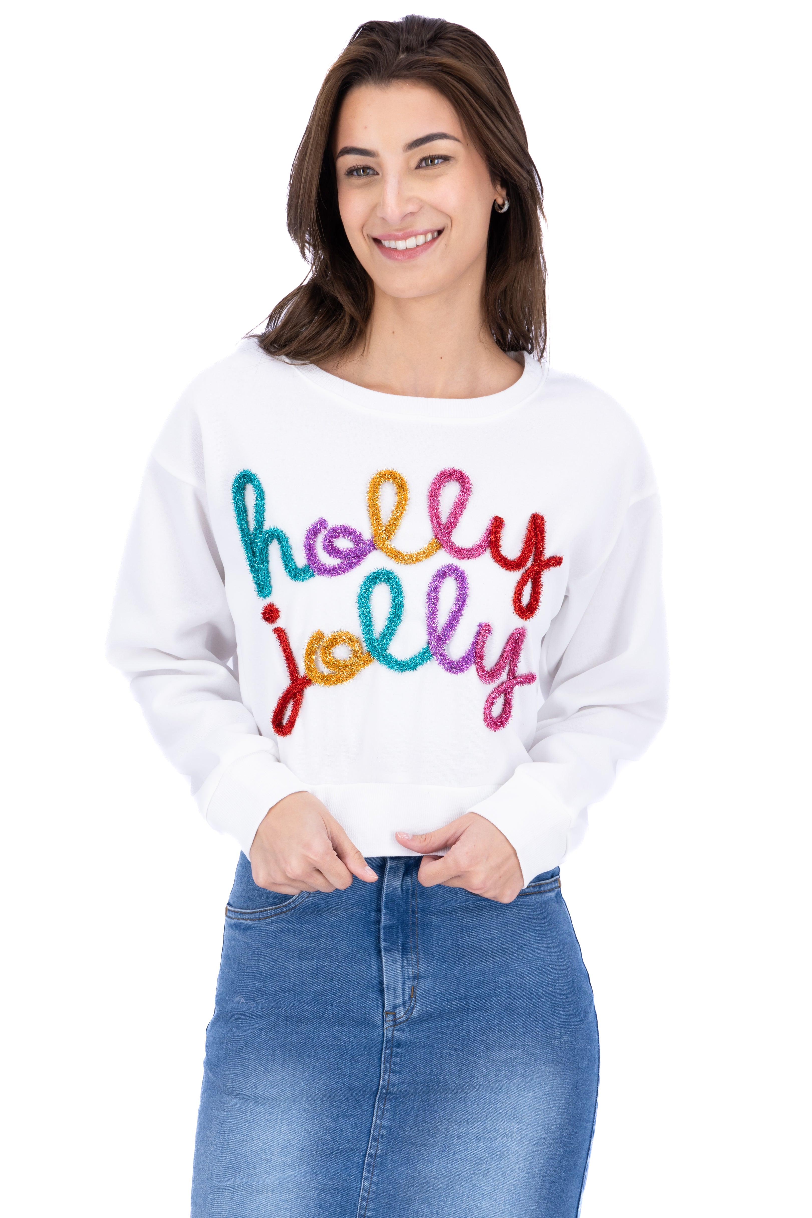 Holly Jolly Brillos Christmas Sweatshirt White Combo