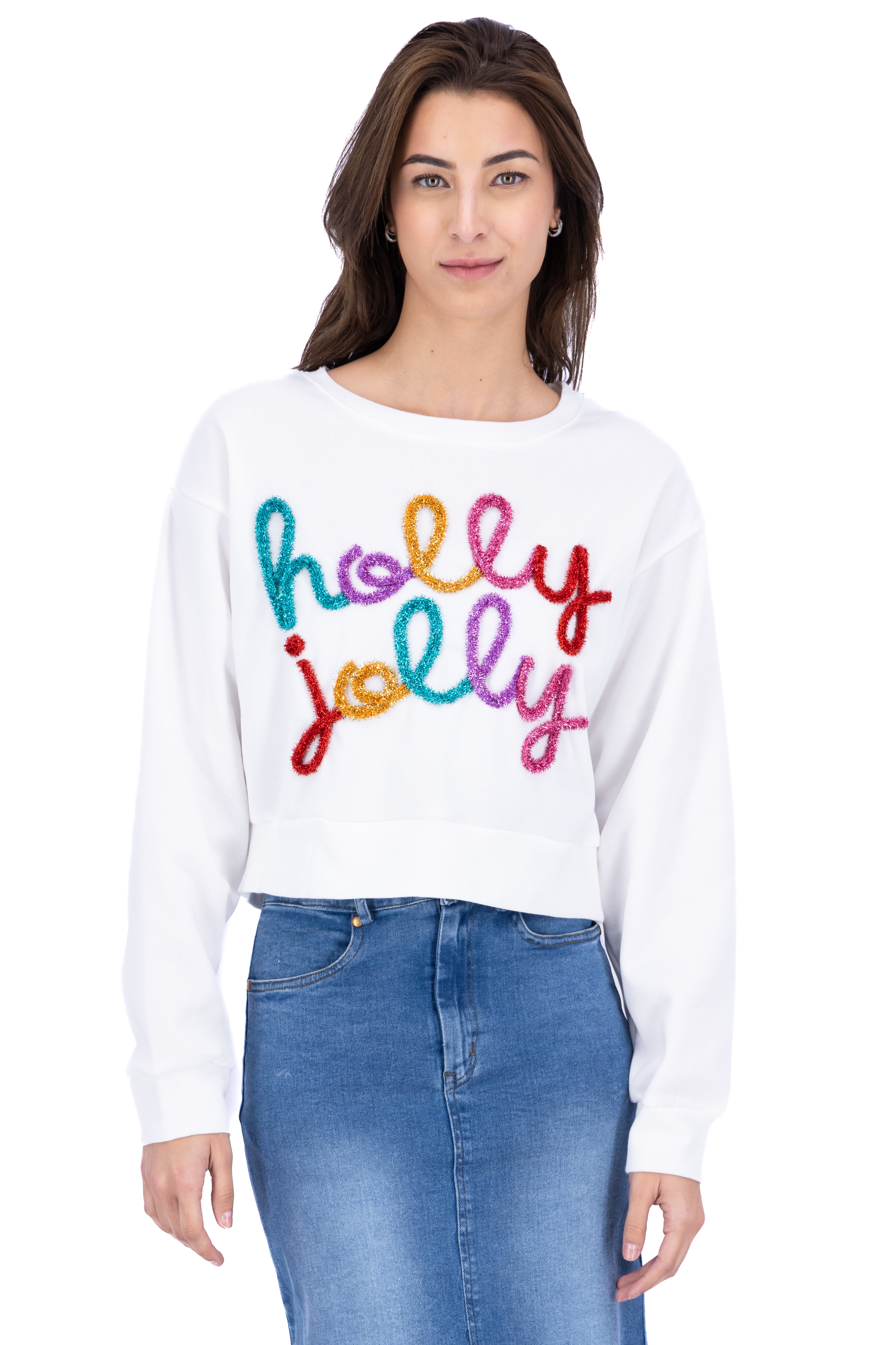 Holly Jolly Brillos Christmas Sweatshirt White Combo