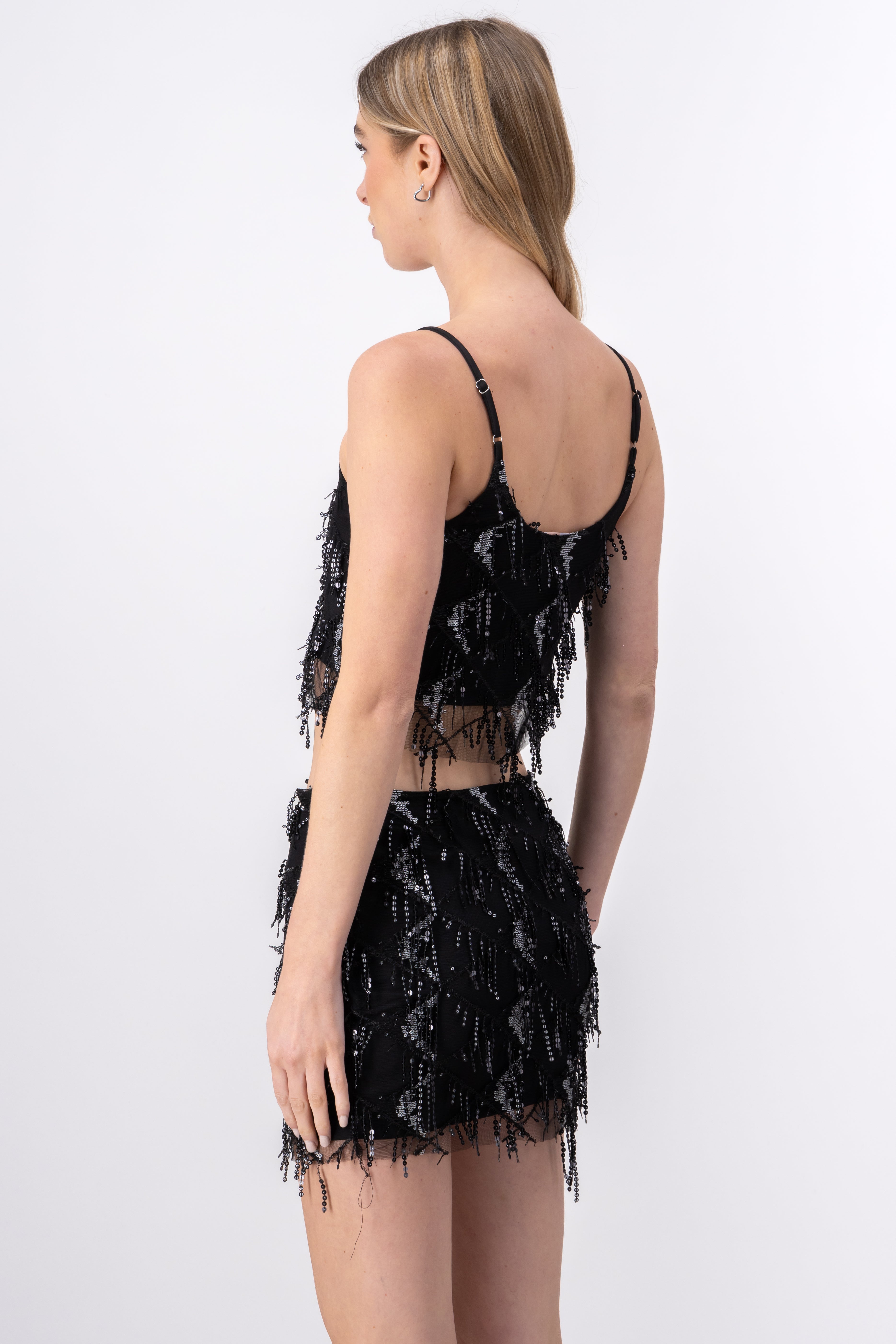 Top sequin fringes Black Combo