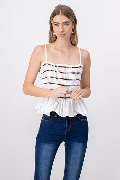 Top smock aplicaciones cuentas BLANCO COMBO