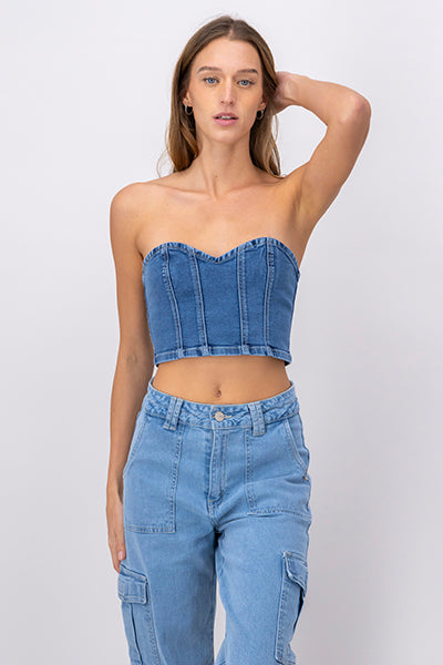 Top Corset Denim BLEACHED