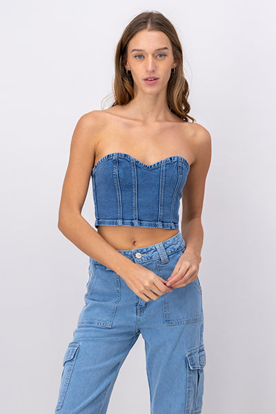 Top Corset Denim BLEACHED