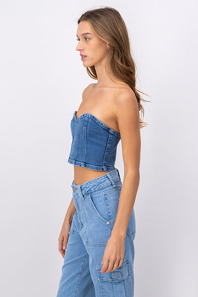 Top Corset Denim BLEACHED