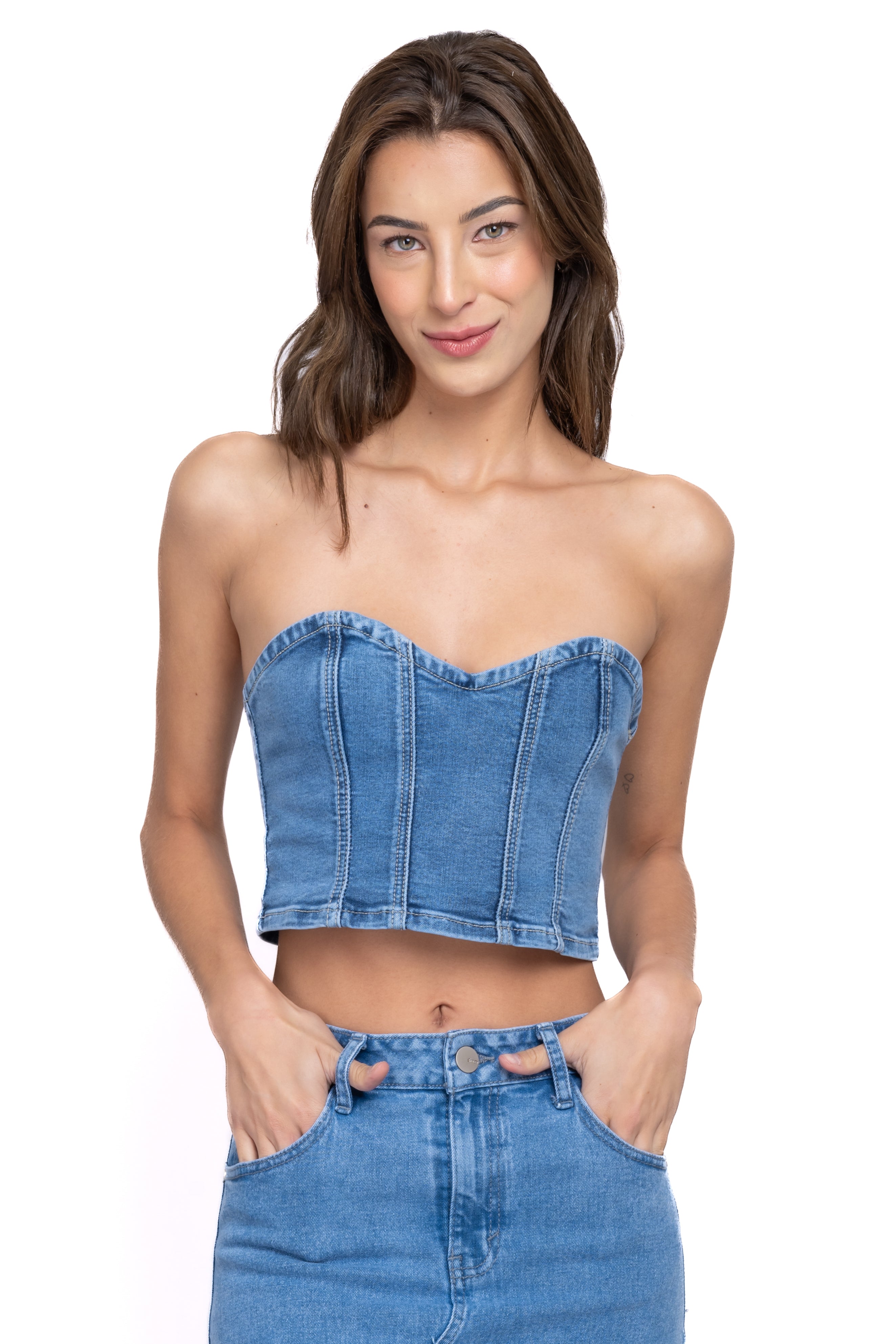 Top Corset Denim ACID LIGHT