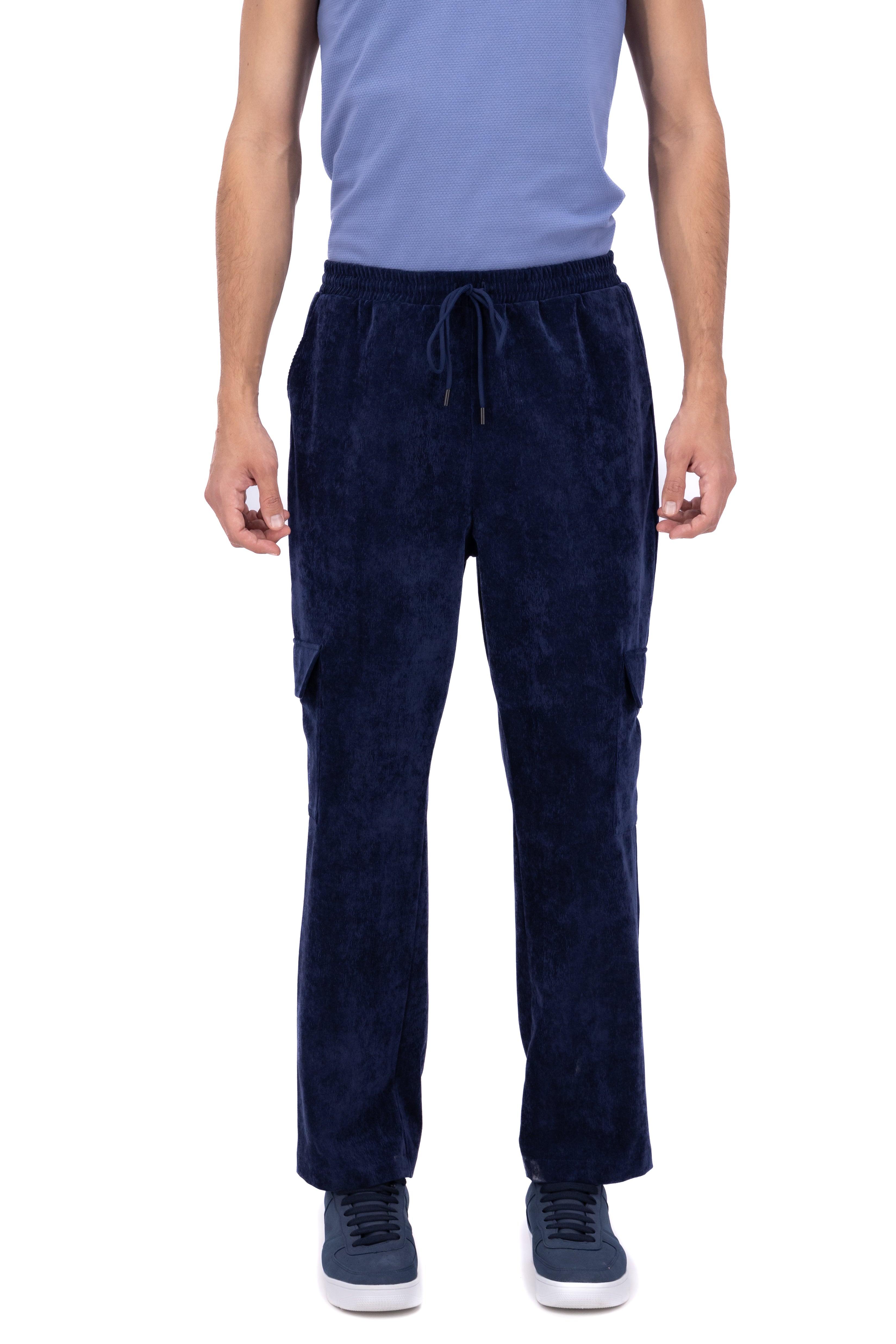 Straight pants velvet MARINE