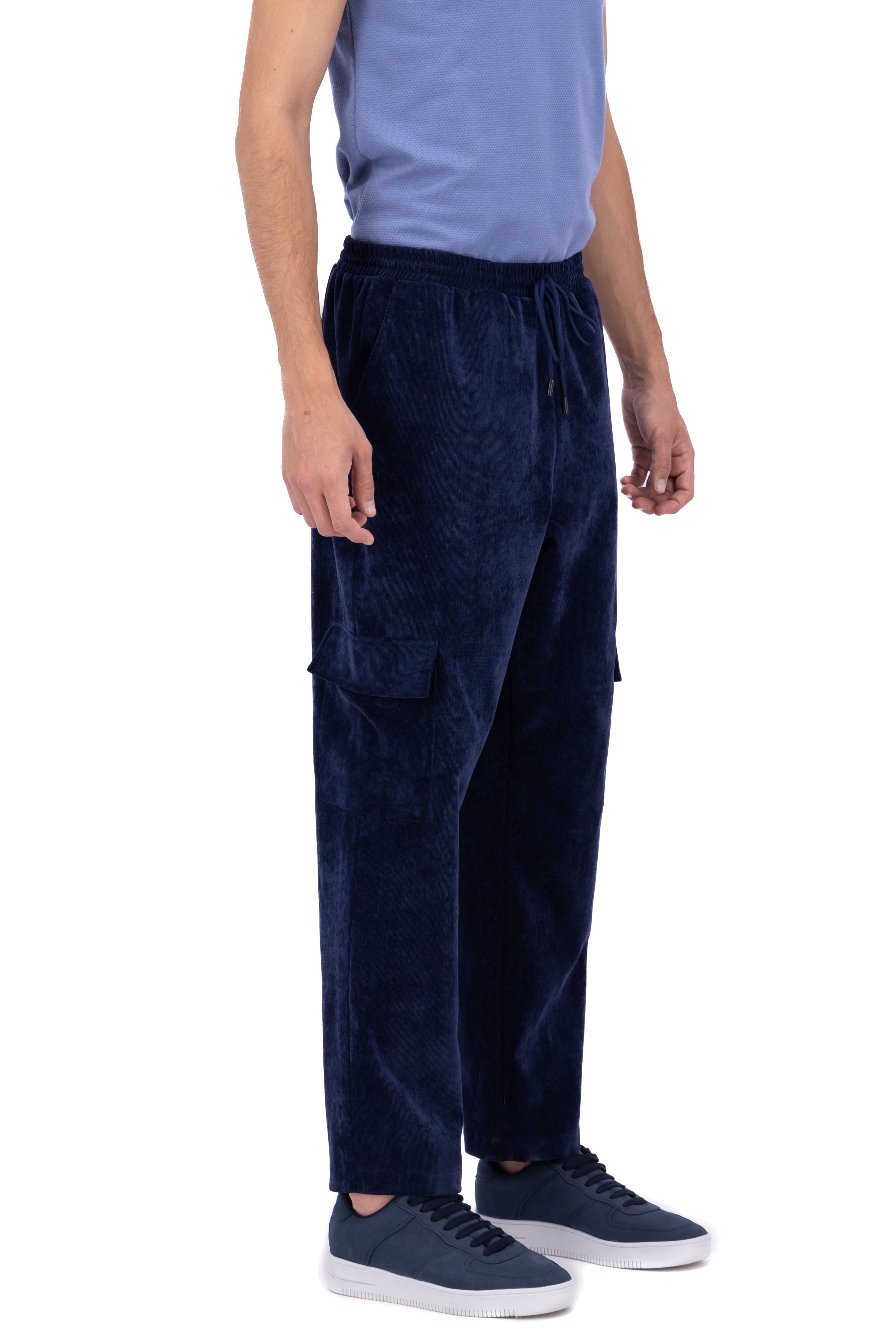 Straight pants velvet MARINE