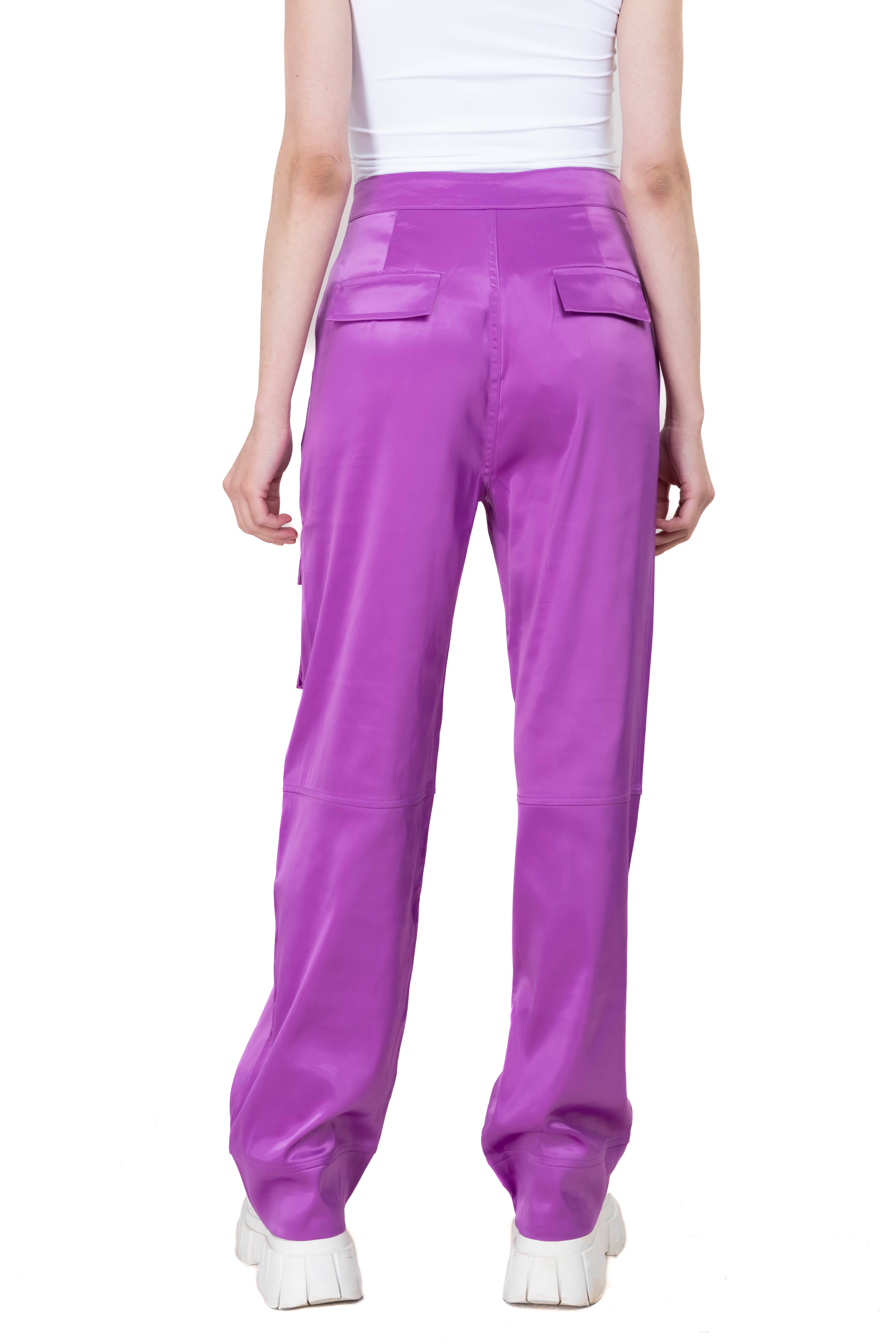 Straight satin pants LILAC