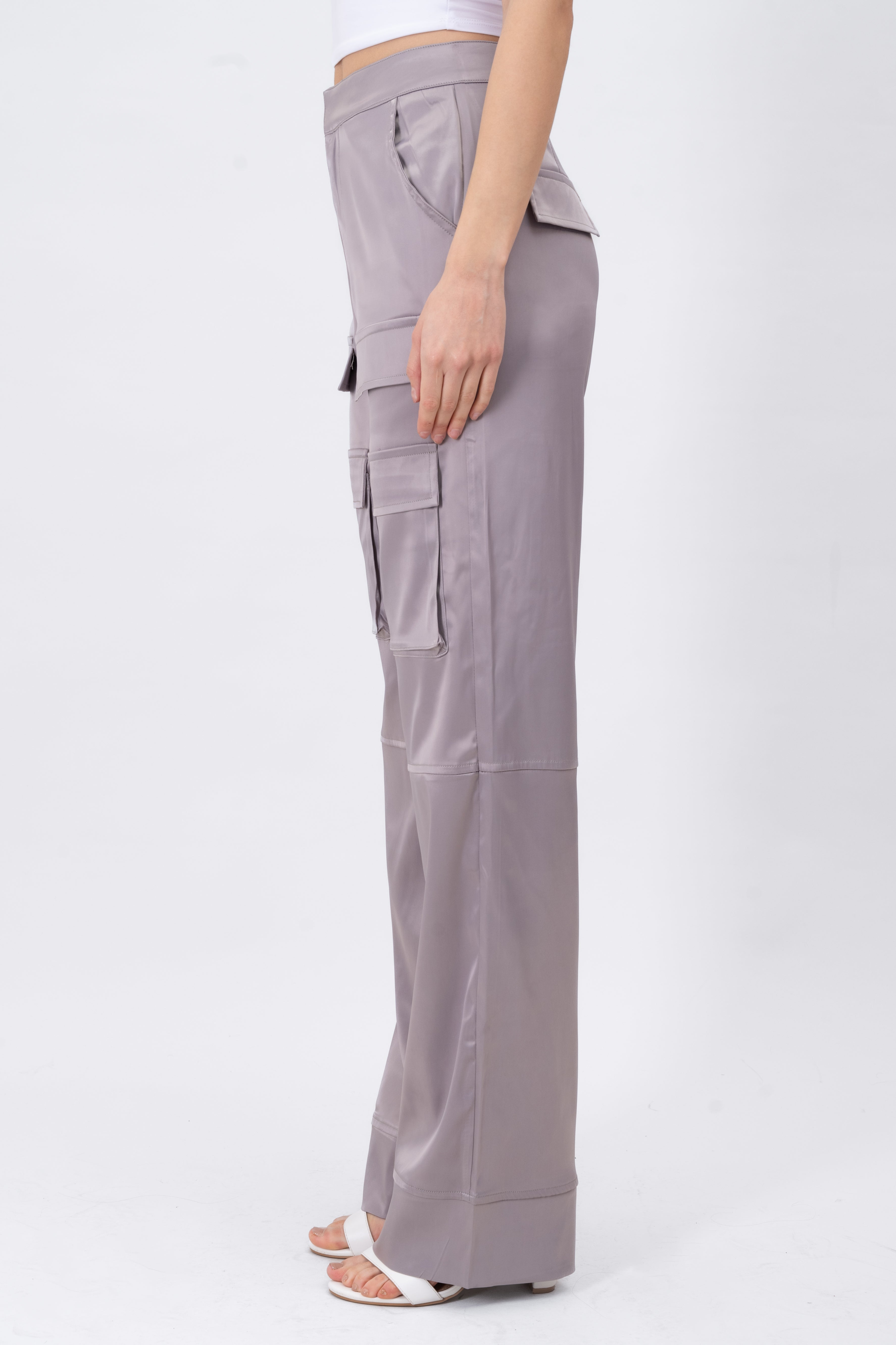 Straight satin pants GREY