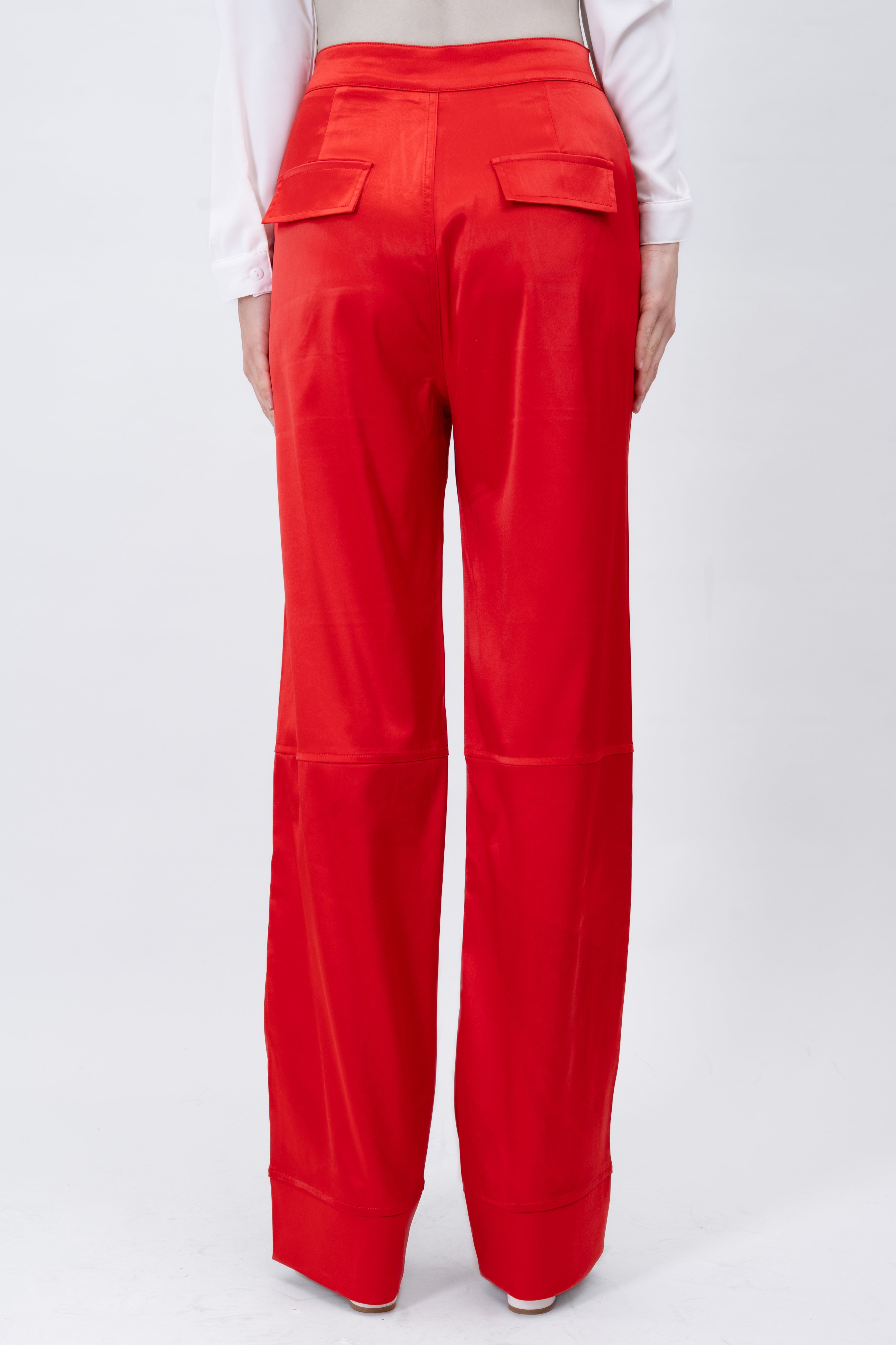 Straight satin pants RED