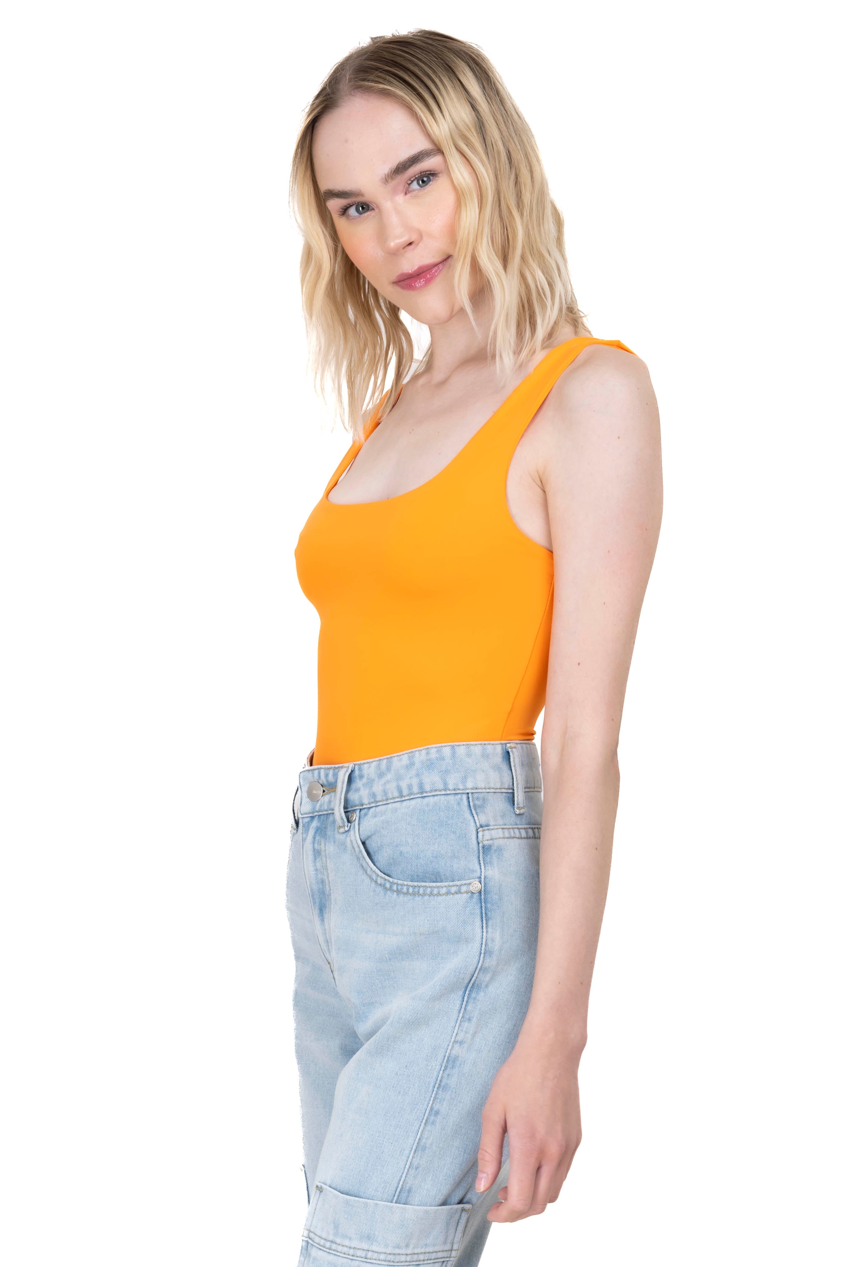 Bodysuit seamless tirantes liso NARANJA