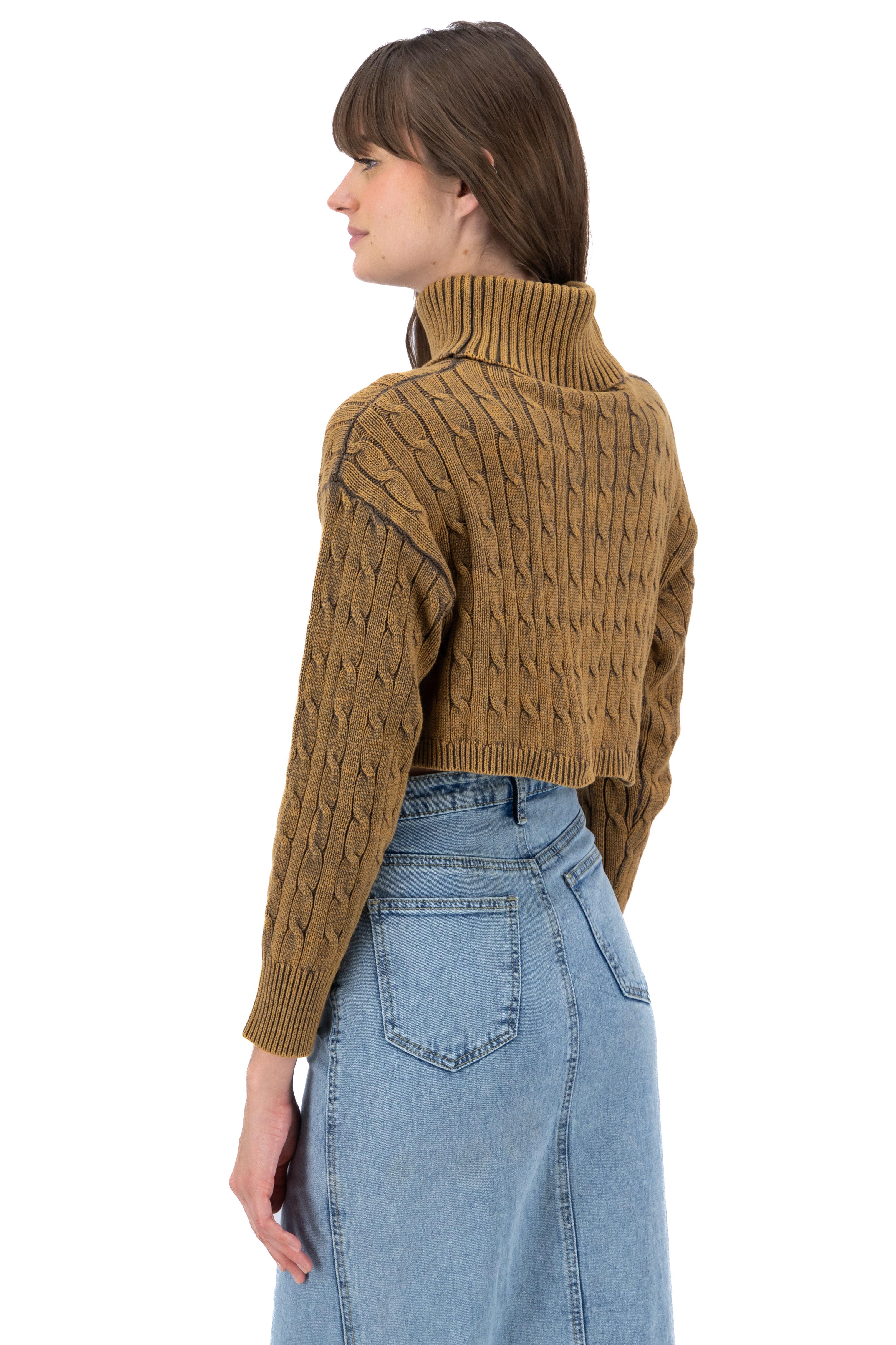 Turtle neck tissue sweater Khaki